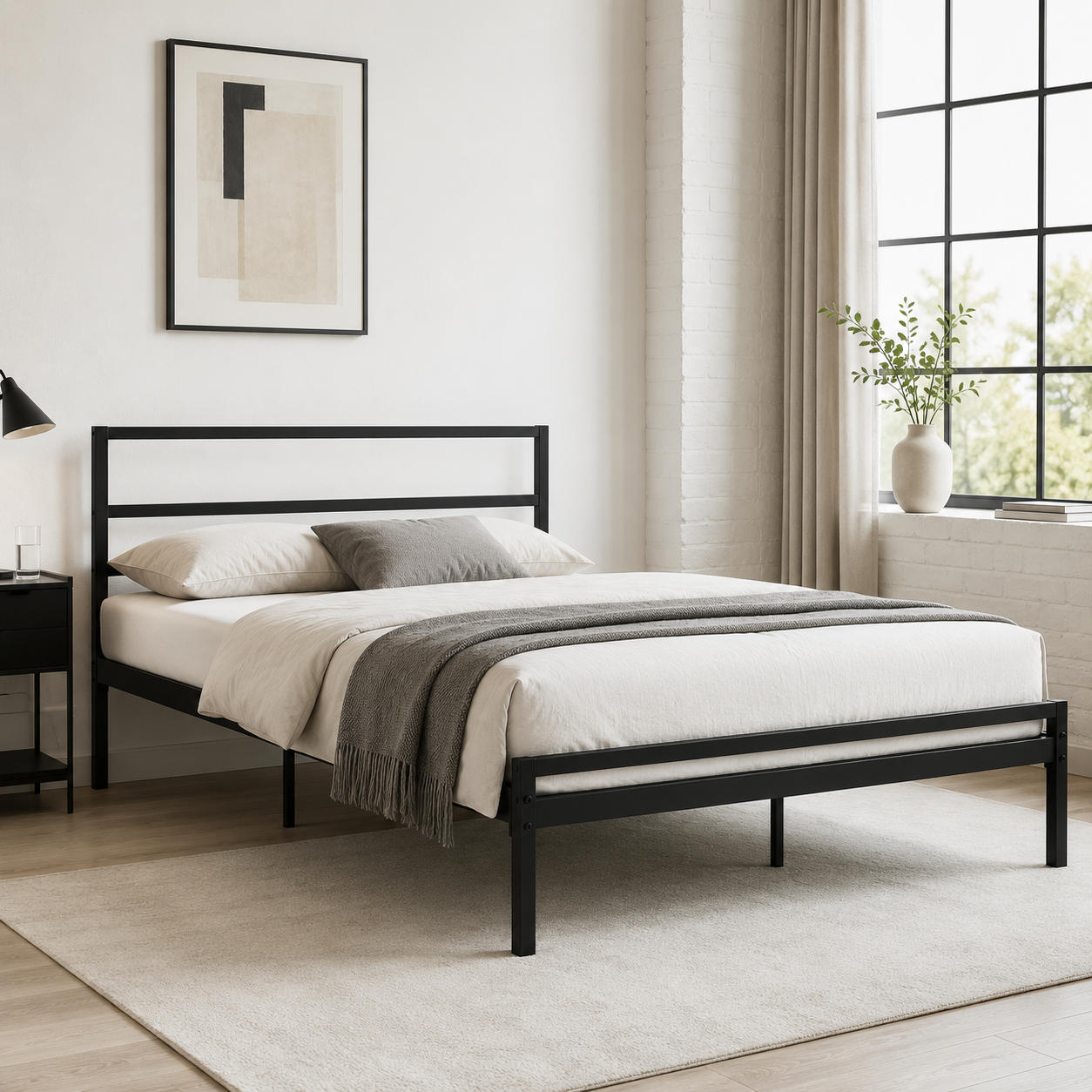 Metallbett Schwarz 140x200 cm im reduzierten Stil-SelviaWood