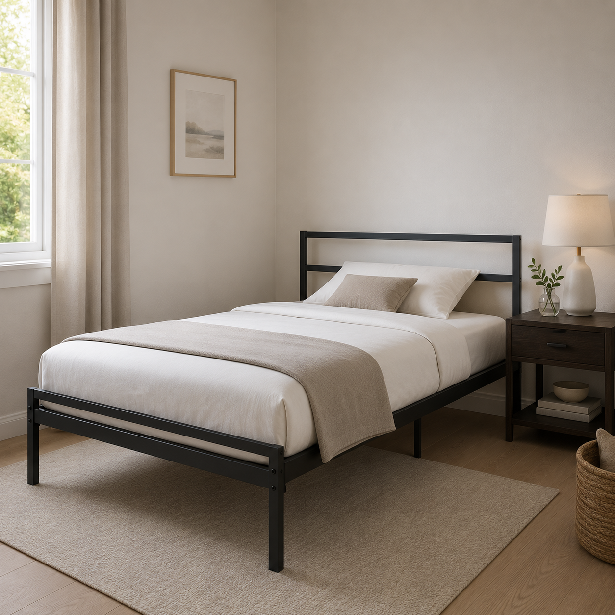 Metallbett Schwarz 140x200 cm im reduzierten Stil-SelviaWood