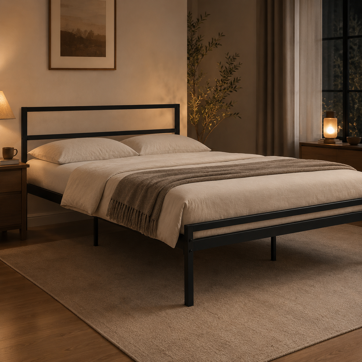 Metallbett Schwarz 140x200 cm im reduzierten Stil-SelviaWood