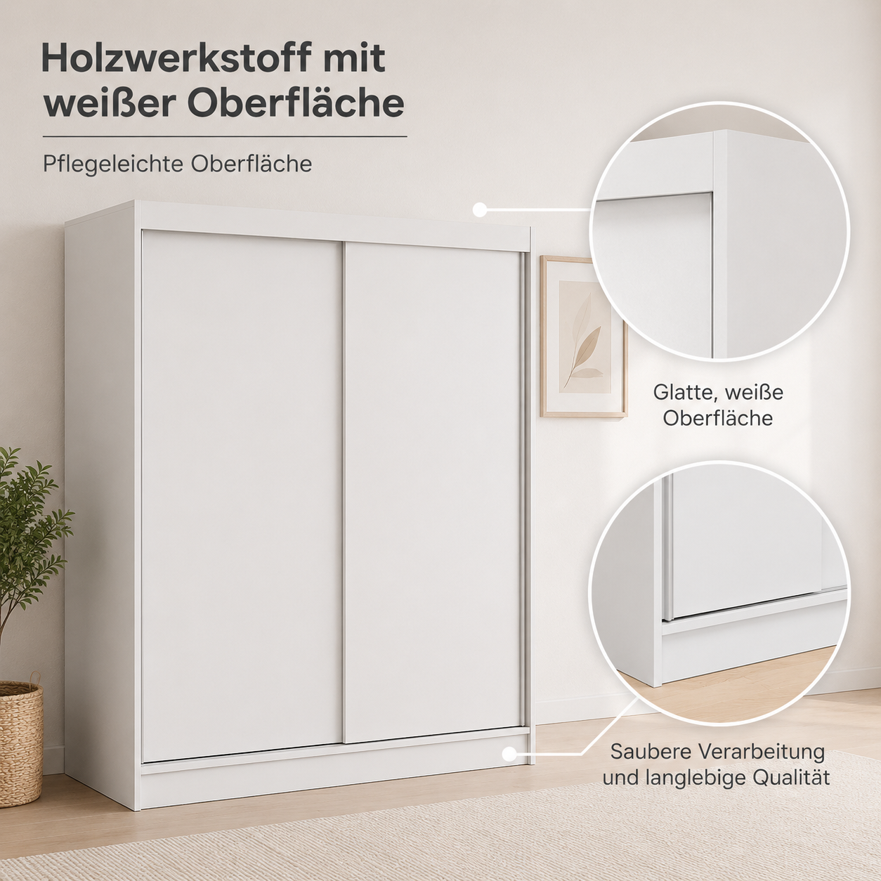 Kleiderschrank Weiß mit Schiebetüren