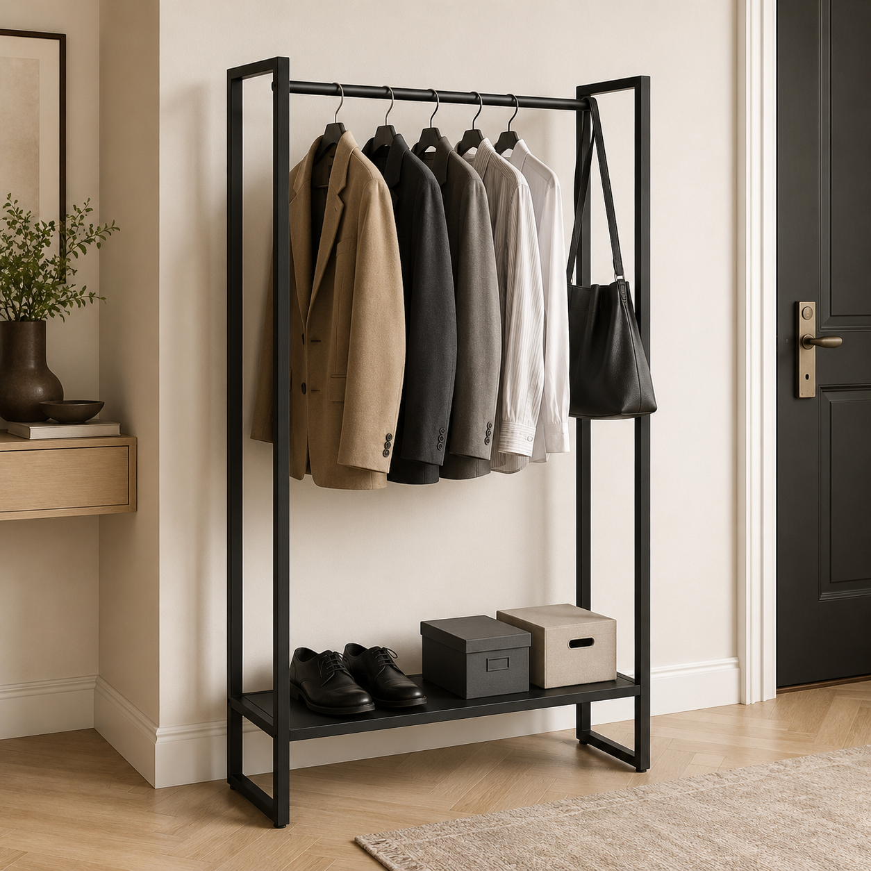 Kleiderständer Schwarz Metall 160 cm