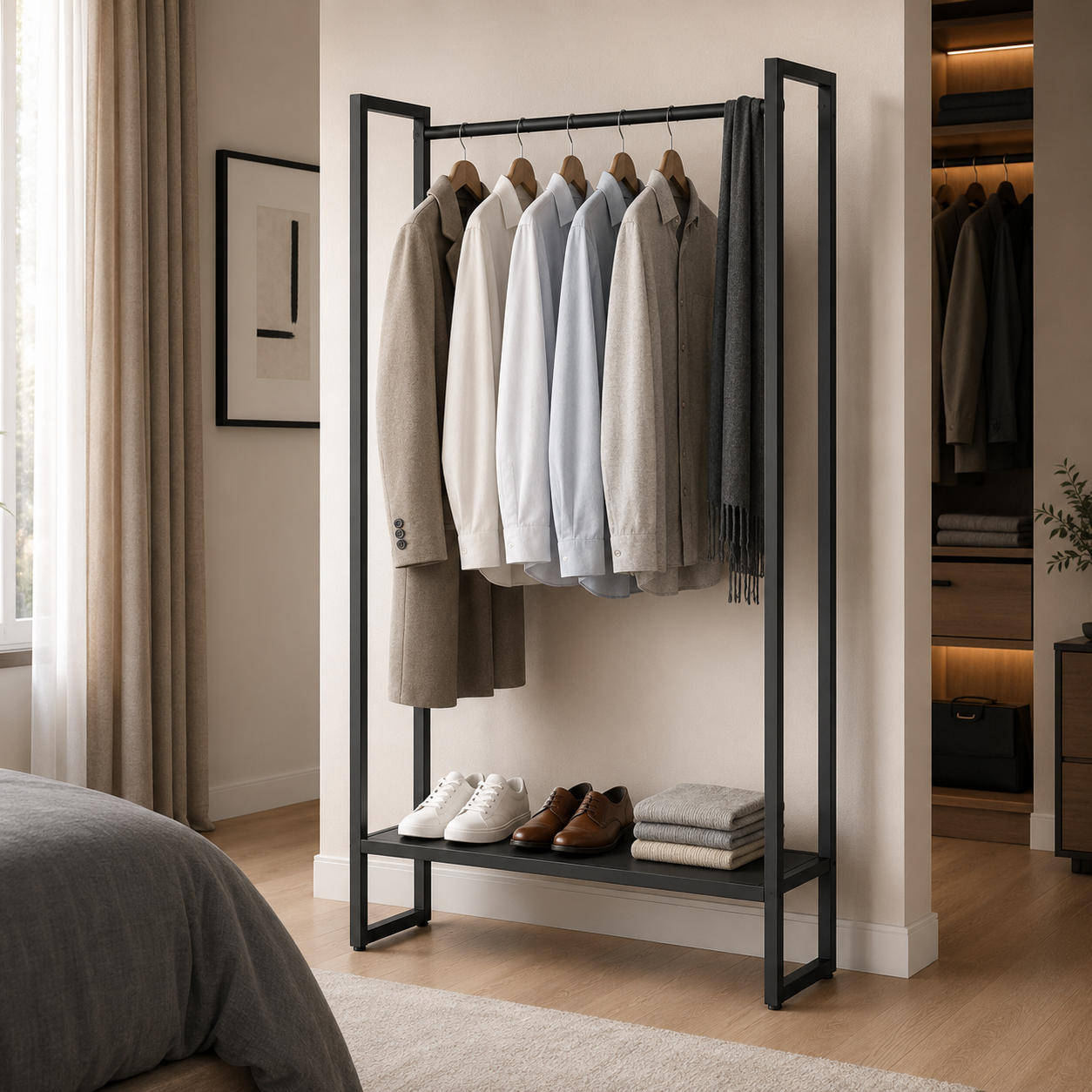 Kleiderständer Schwarz Metall 160 cm