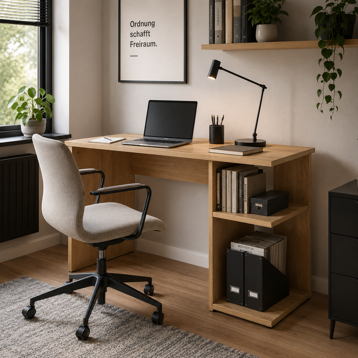 Schreibtisch Eiche Optik 120 cm mit Regal