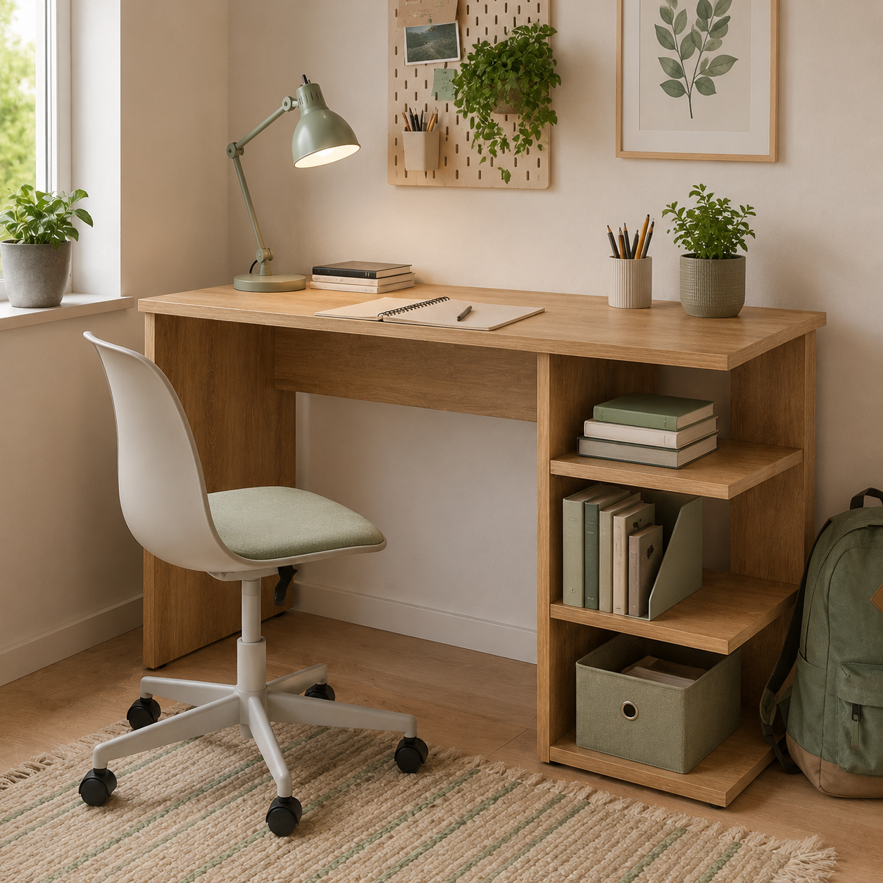 Schreibtisch Eiche Optik 120 cm mit Regal
