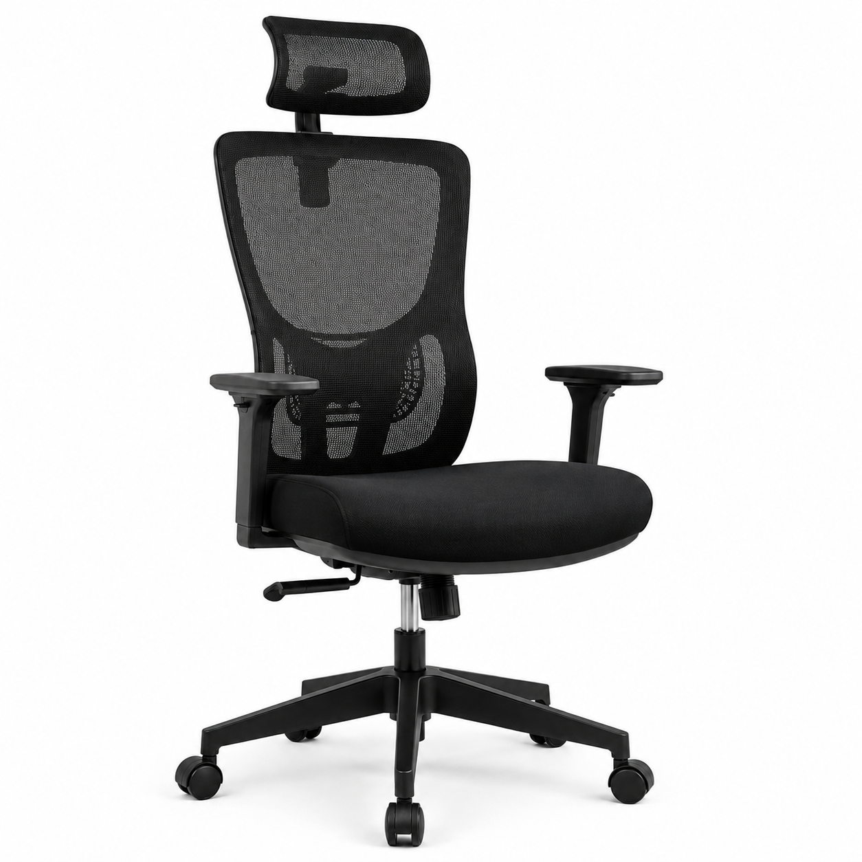 Ergonomischer Bürostuhl Schwarz mit Kopfstütze