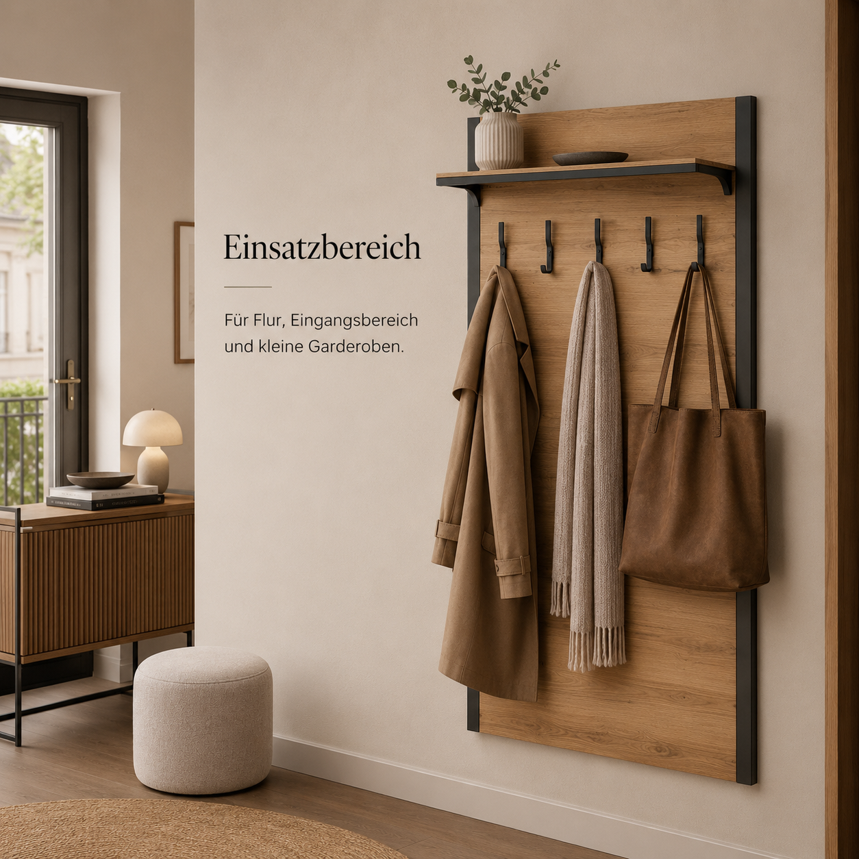 Garderobenpaneel Schwarz Eiche Optik 180 cm