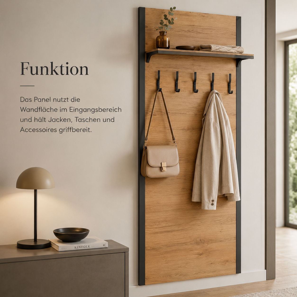 Garderobenpaneel Schwarz Eiche Optik 180 cm