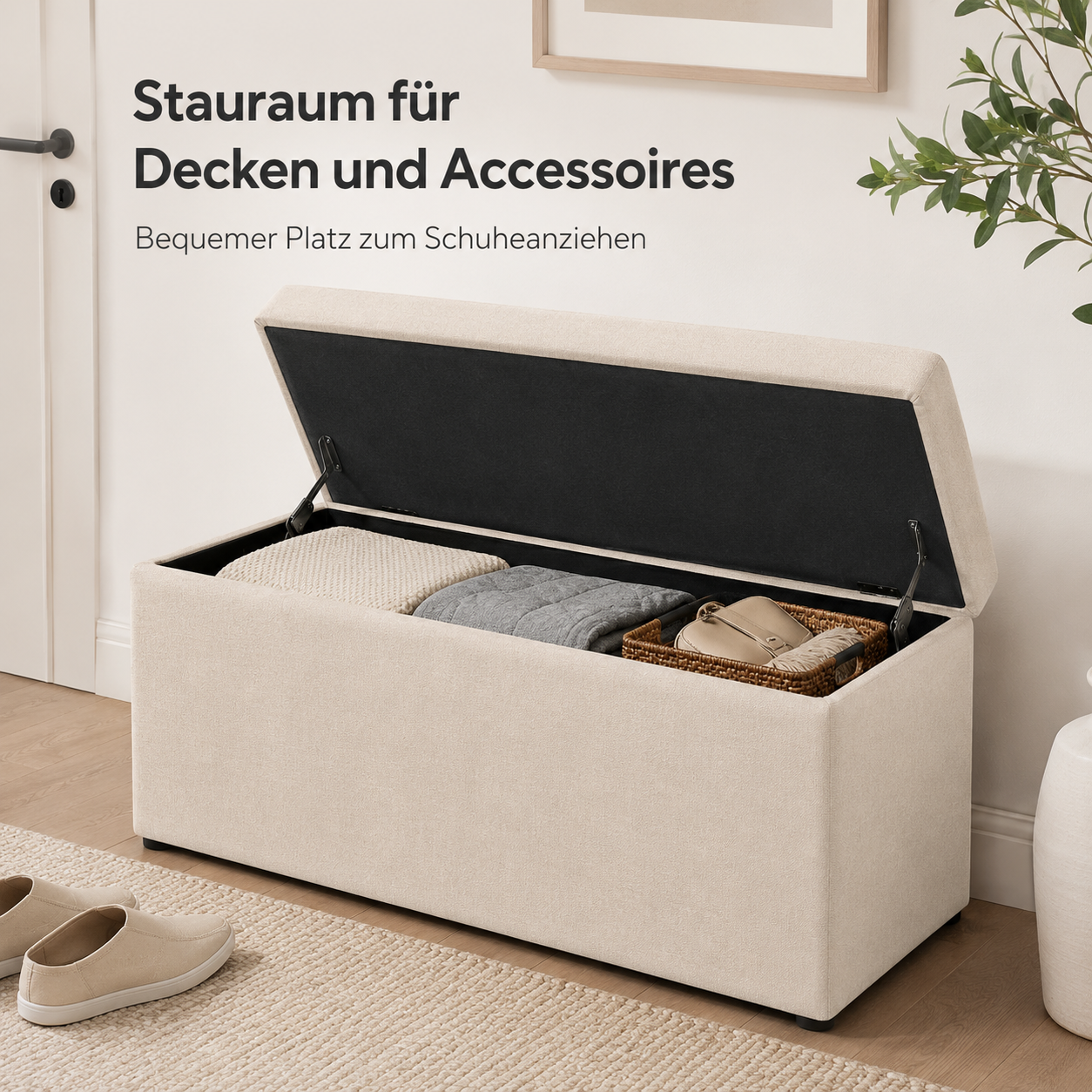 Sitzbank 100 cm mit Stauraum und Polster
