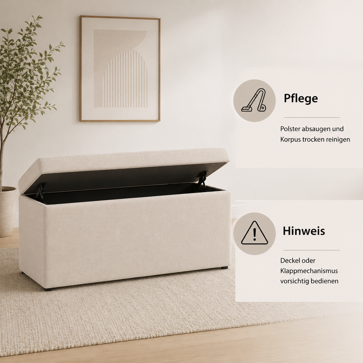 Sitzbank 100 cm mit Stauraum und Polster
