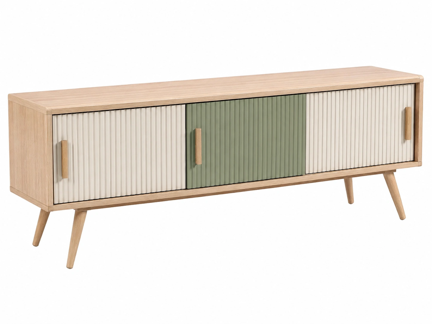 Mueble TV Beige claro y verde salvia-loftelva