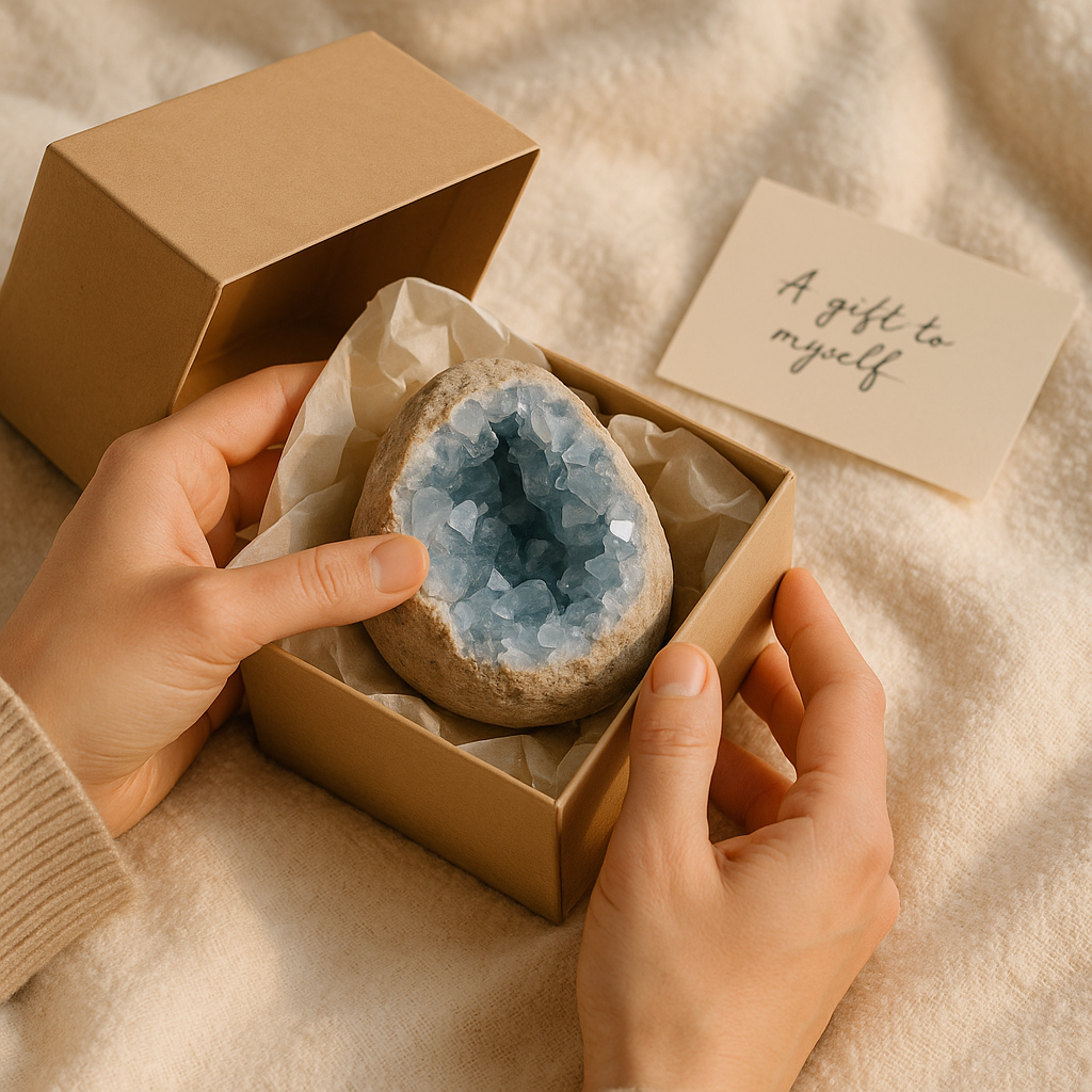Natural Celestite Crystal Cluster Geode blog illustration 1