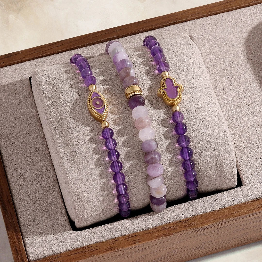 Calm Spirit Amethyst & CZ Gold Bracelet