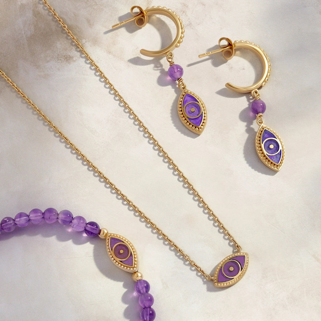 Divine Vision Amethyst Evil Eye Gold Necklace