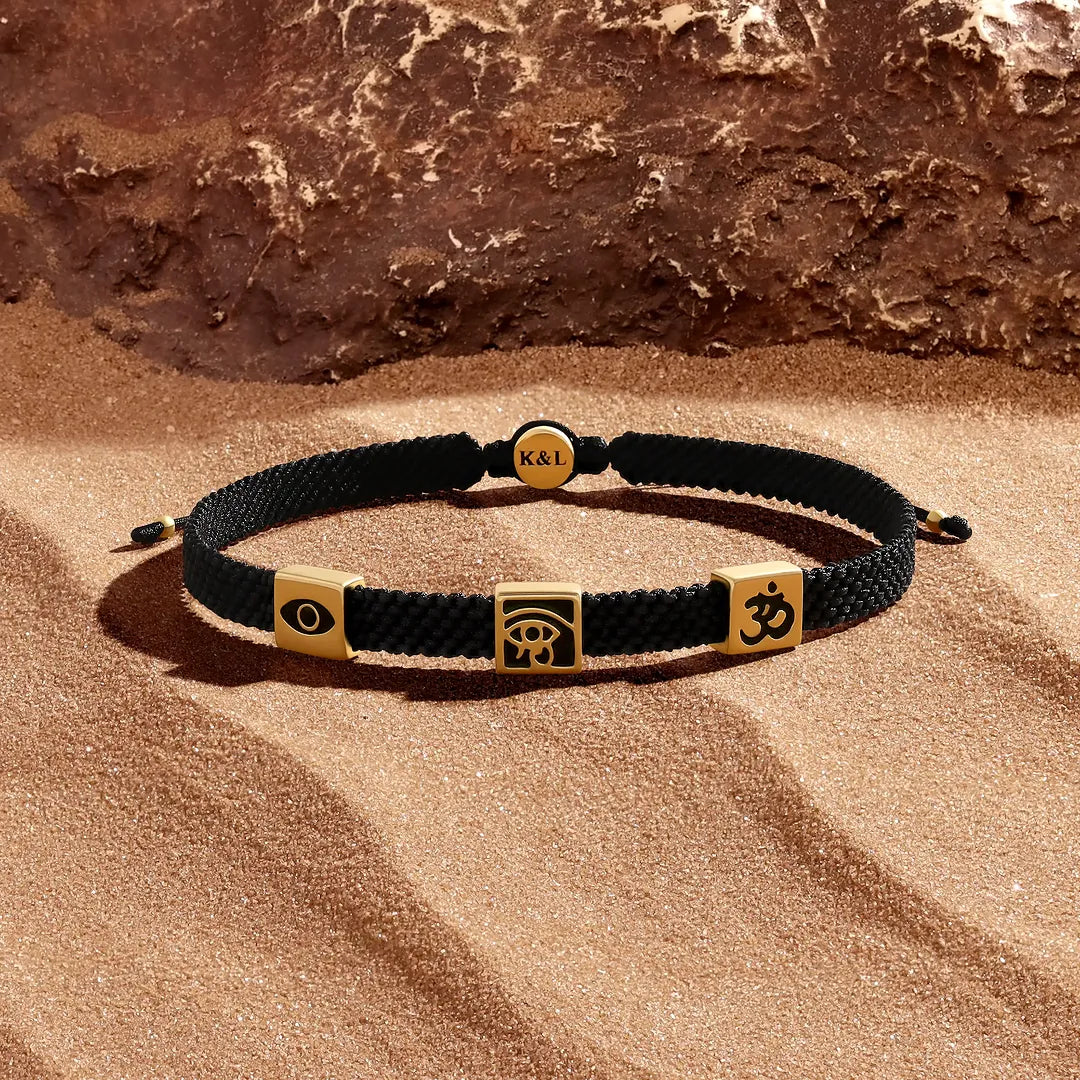 Harmonic Path Black Macrame Multi-Charm Bracelet