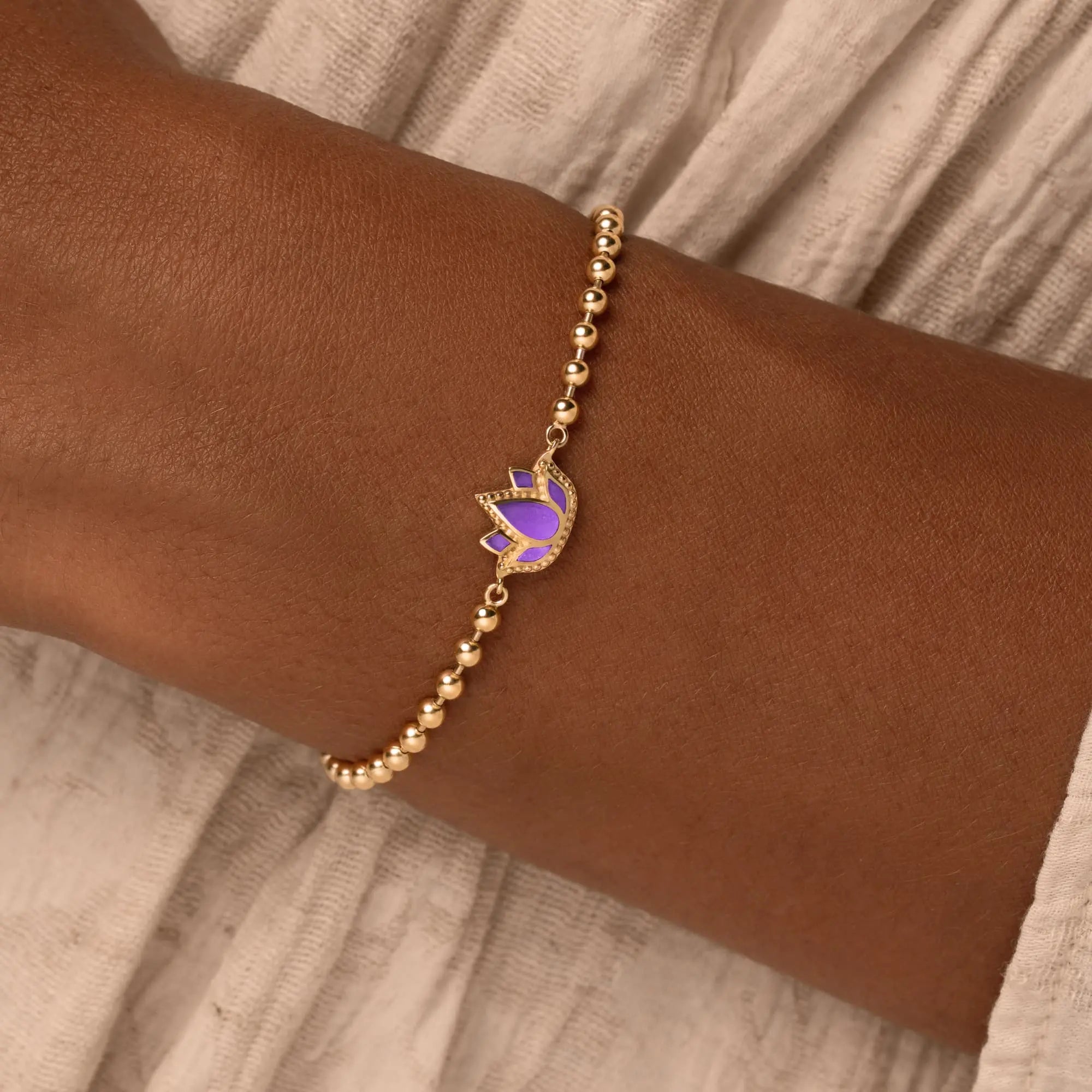 Inner Bloom Amethyst Lotus Gold Bracelet