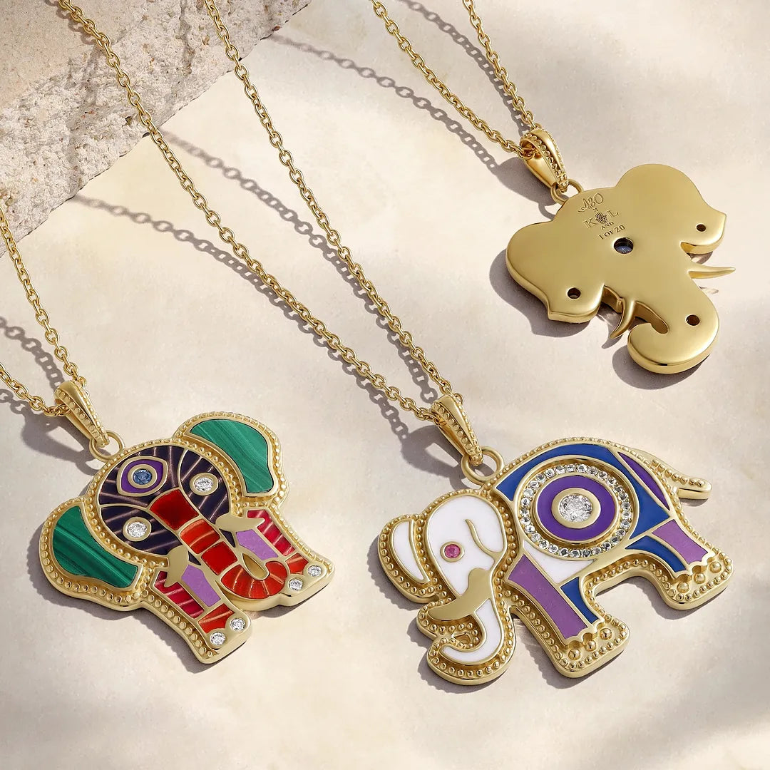 Tranquil Aura – Elephant Multi-Gemstone Necklace