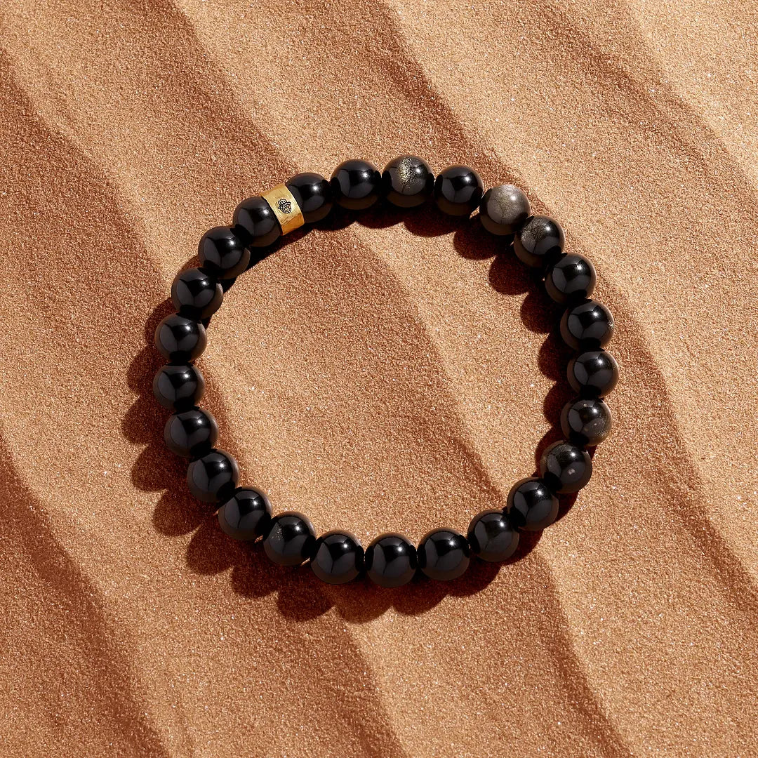Lunar Shield Gold Obsidian Bracelet