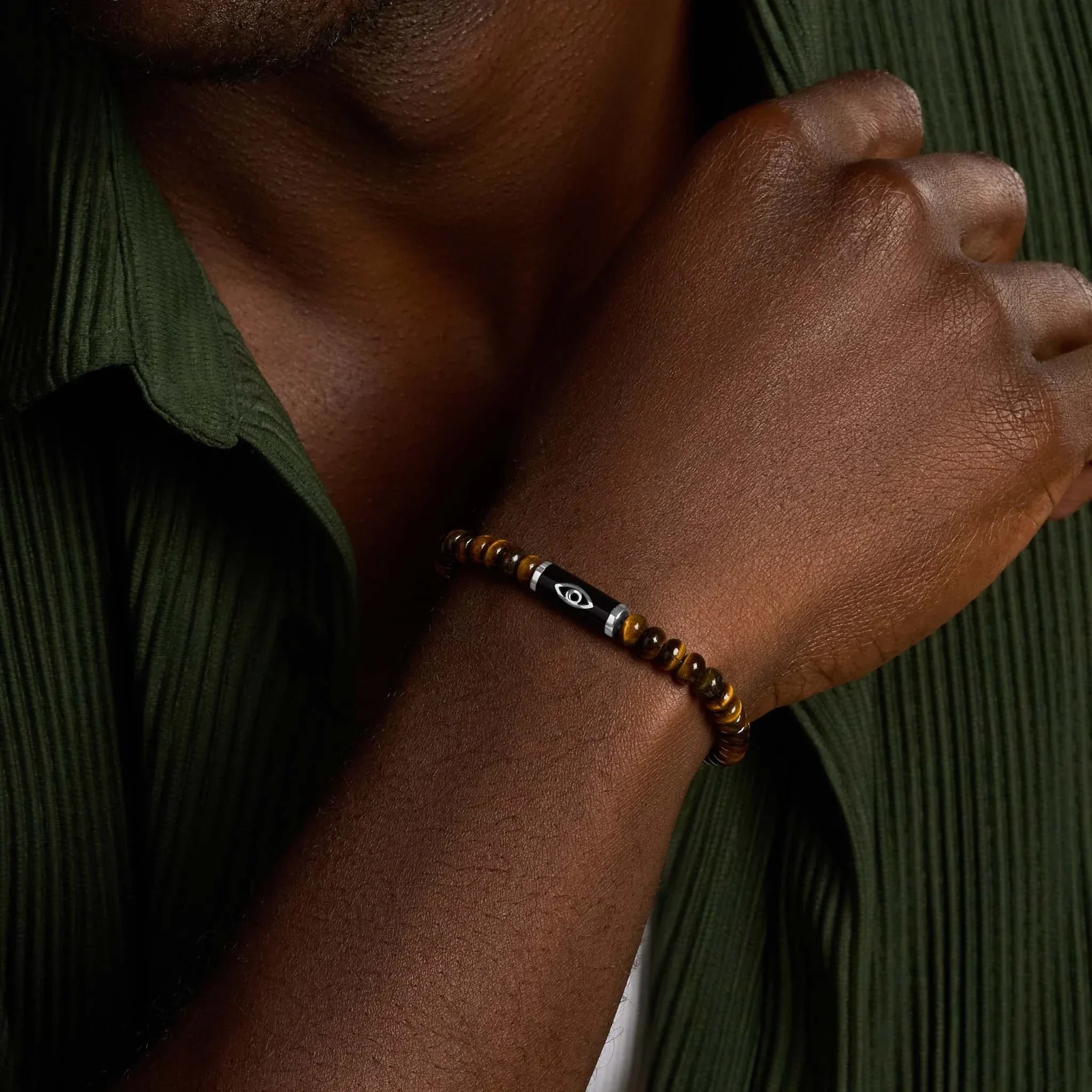 Hopeful Enterprise Tiger’s Eye & Black Onyx Evil Eye Bracelet