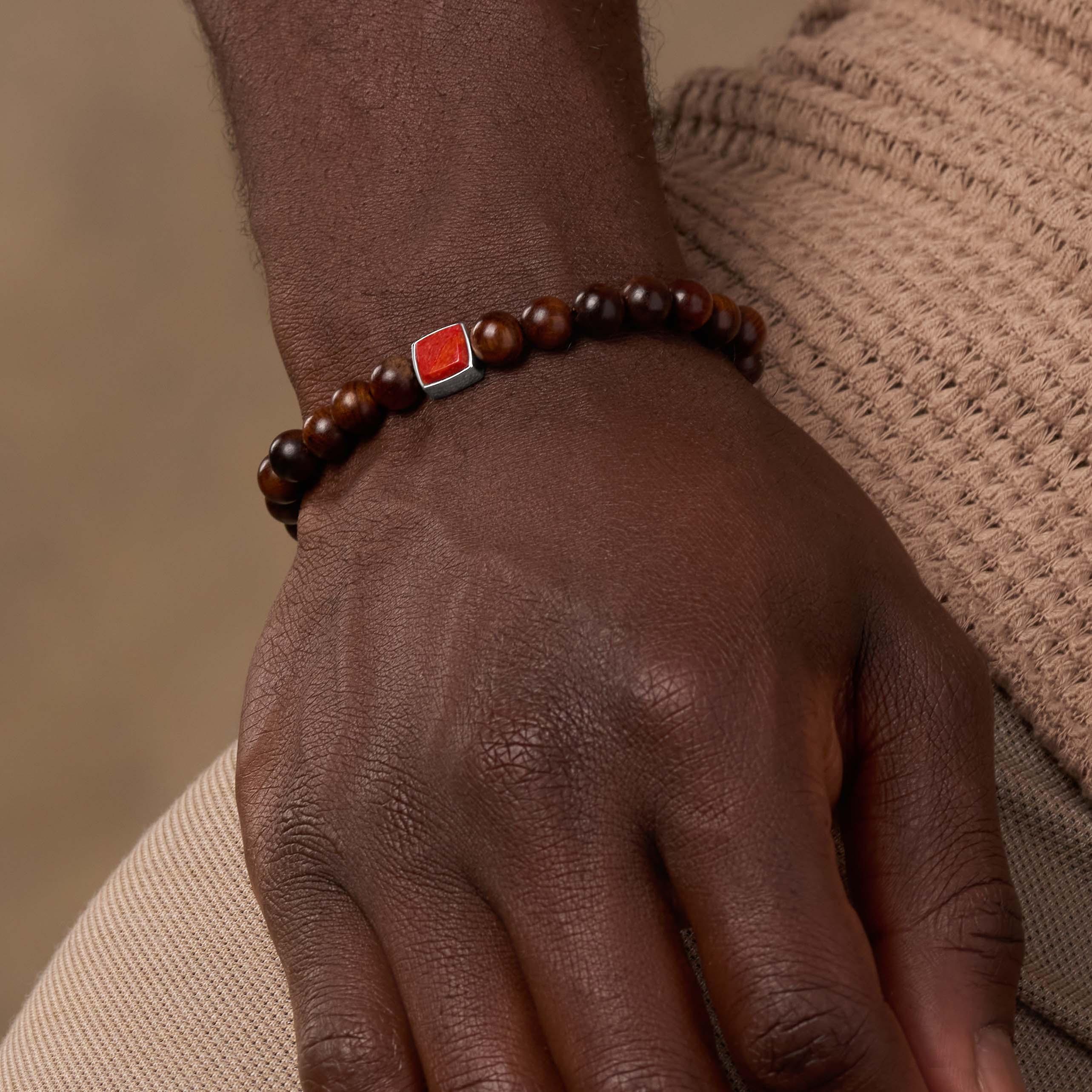Impeccable Spirit Wood Coral Charm Silver Bracelet