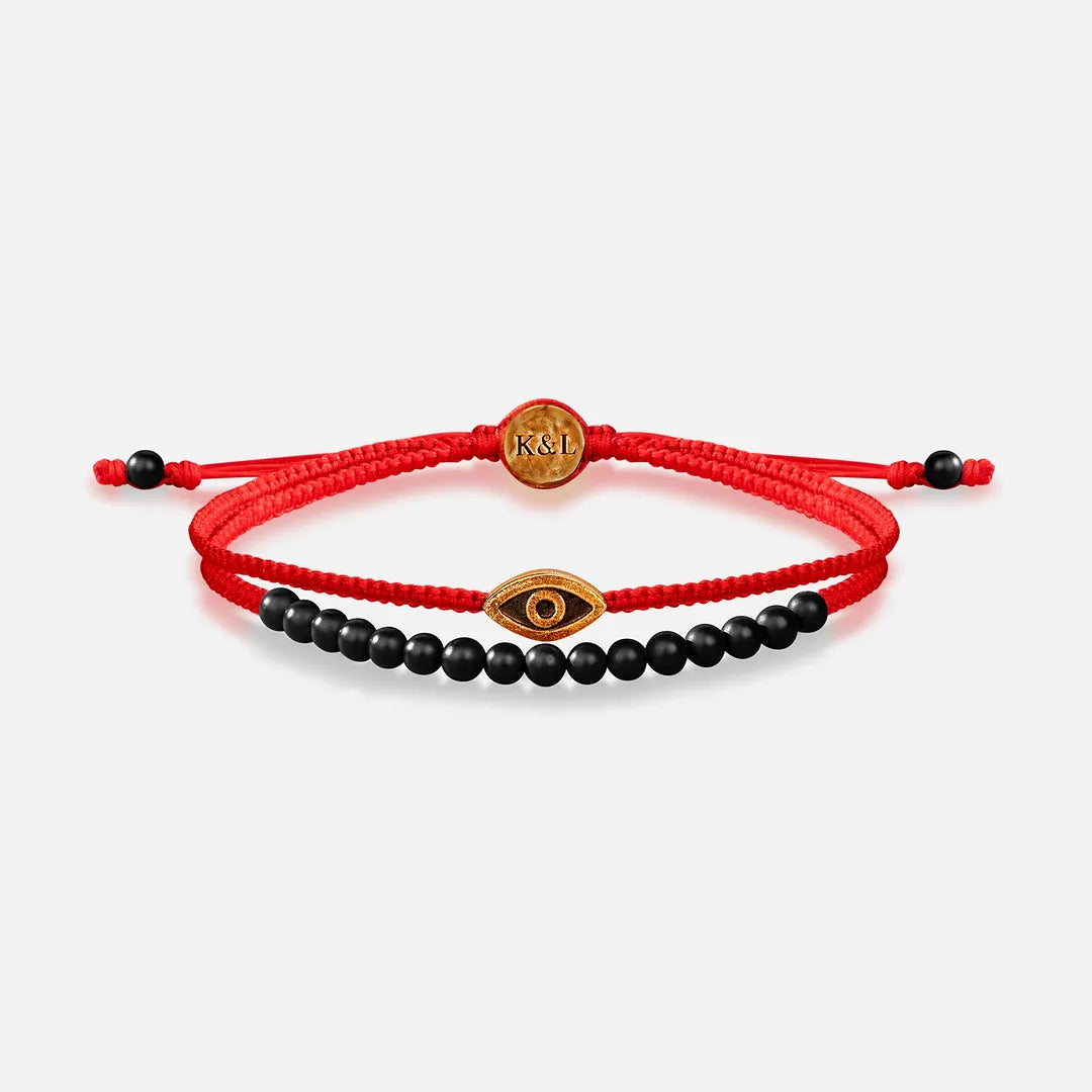Brave Gaze - Red String Matte Onyx Evil Eye Bracelet
