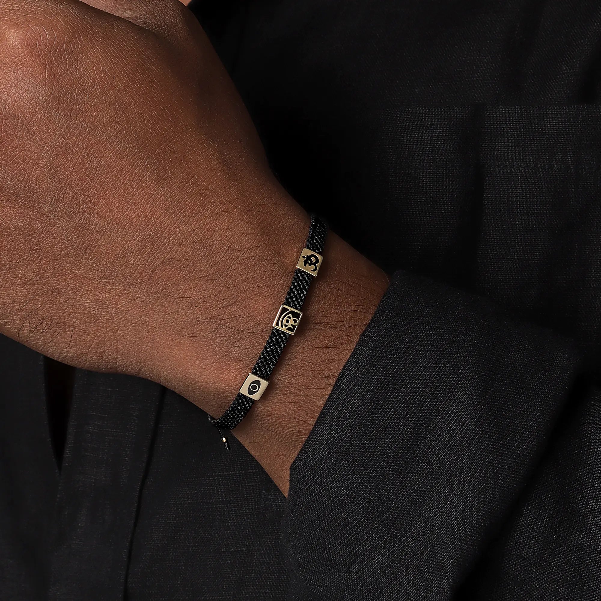 Harmonic Path Black Macrame Multi-Charm Bracelet