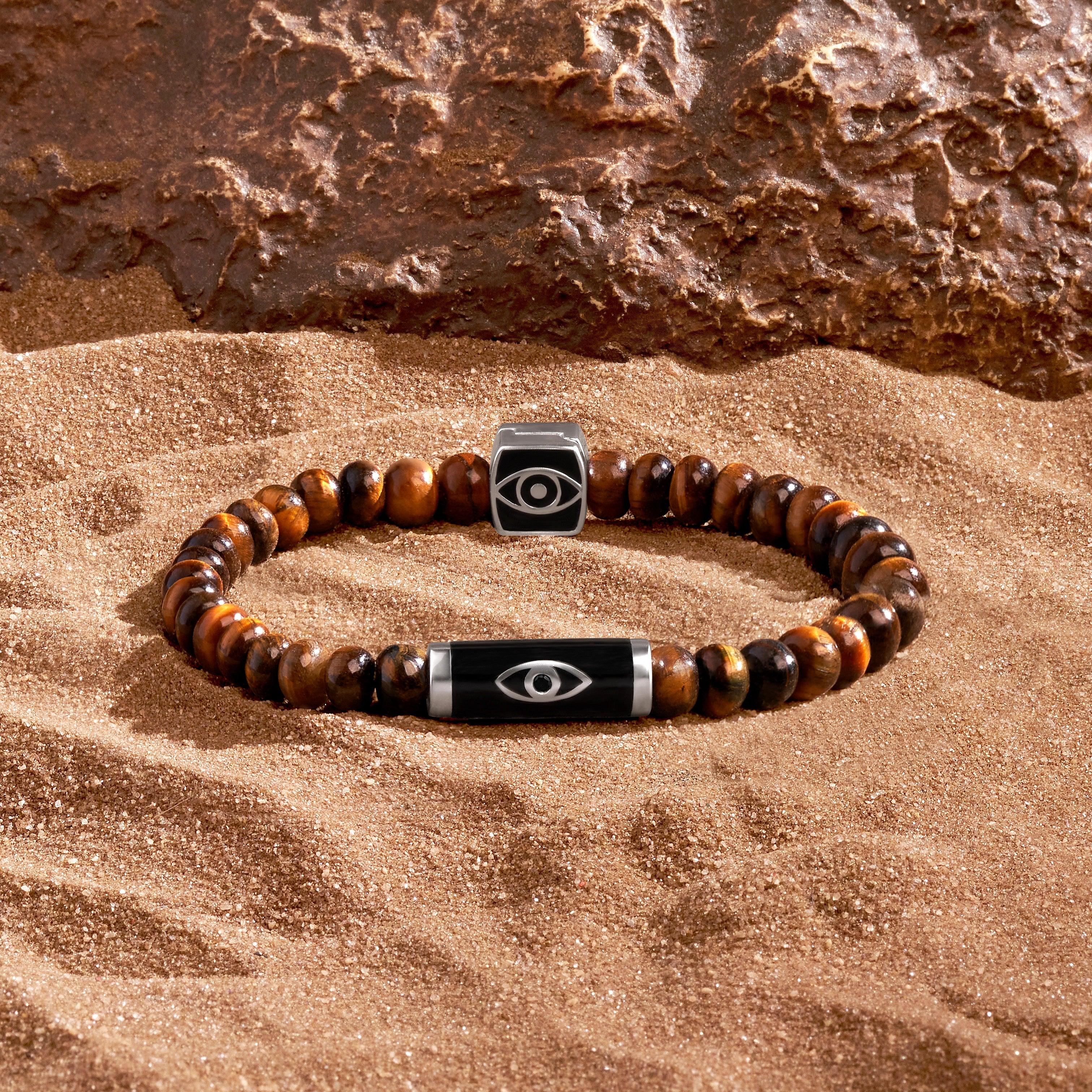 Hopeful Enterprise Tiger’s Eye & Black Onyx Evil Eye Bracelet