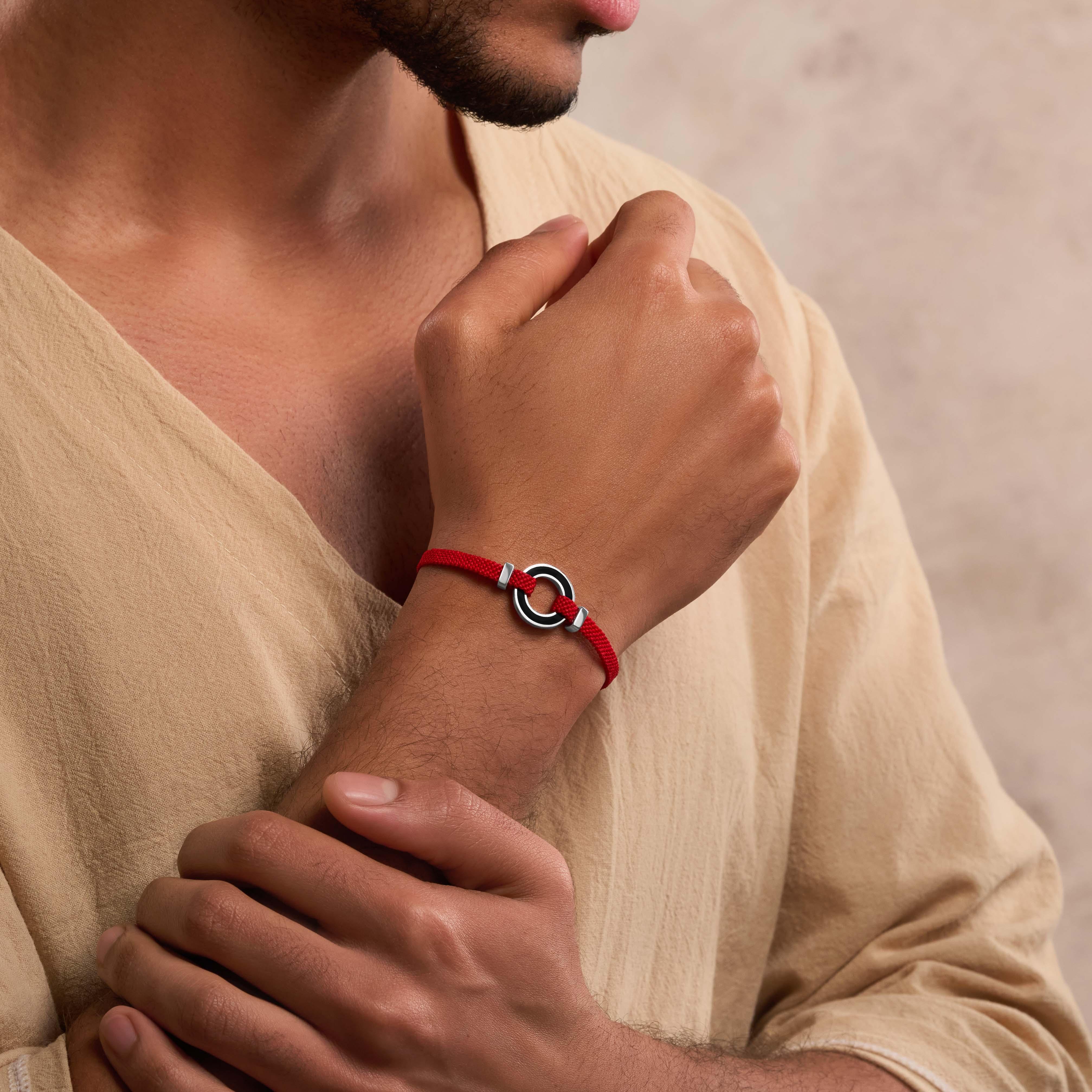 Hopeful Intuition Black Onyx Karma Circle Red String Bracelet