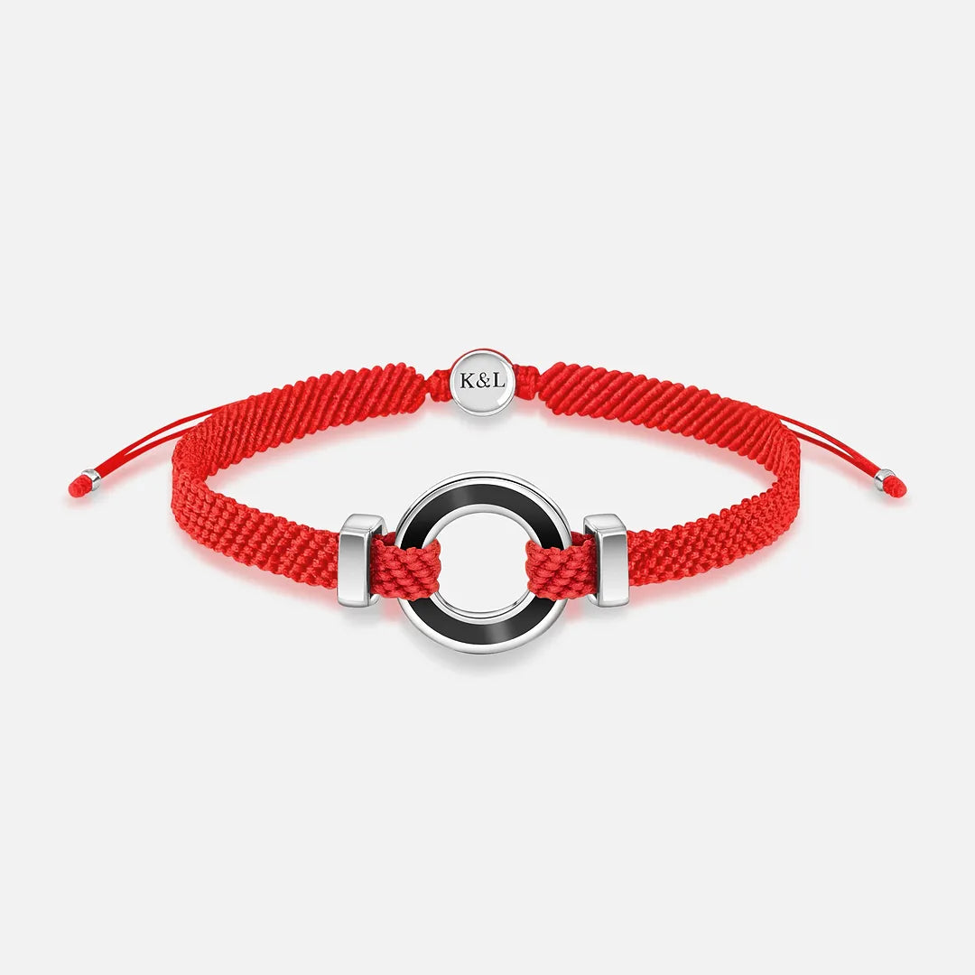 Hopeful Intuition Black Onyx Karma Circle Red String Bracelet