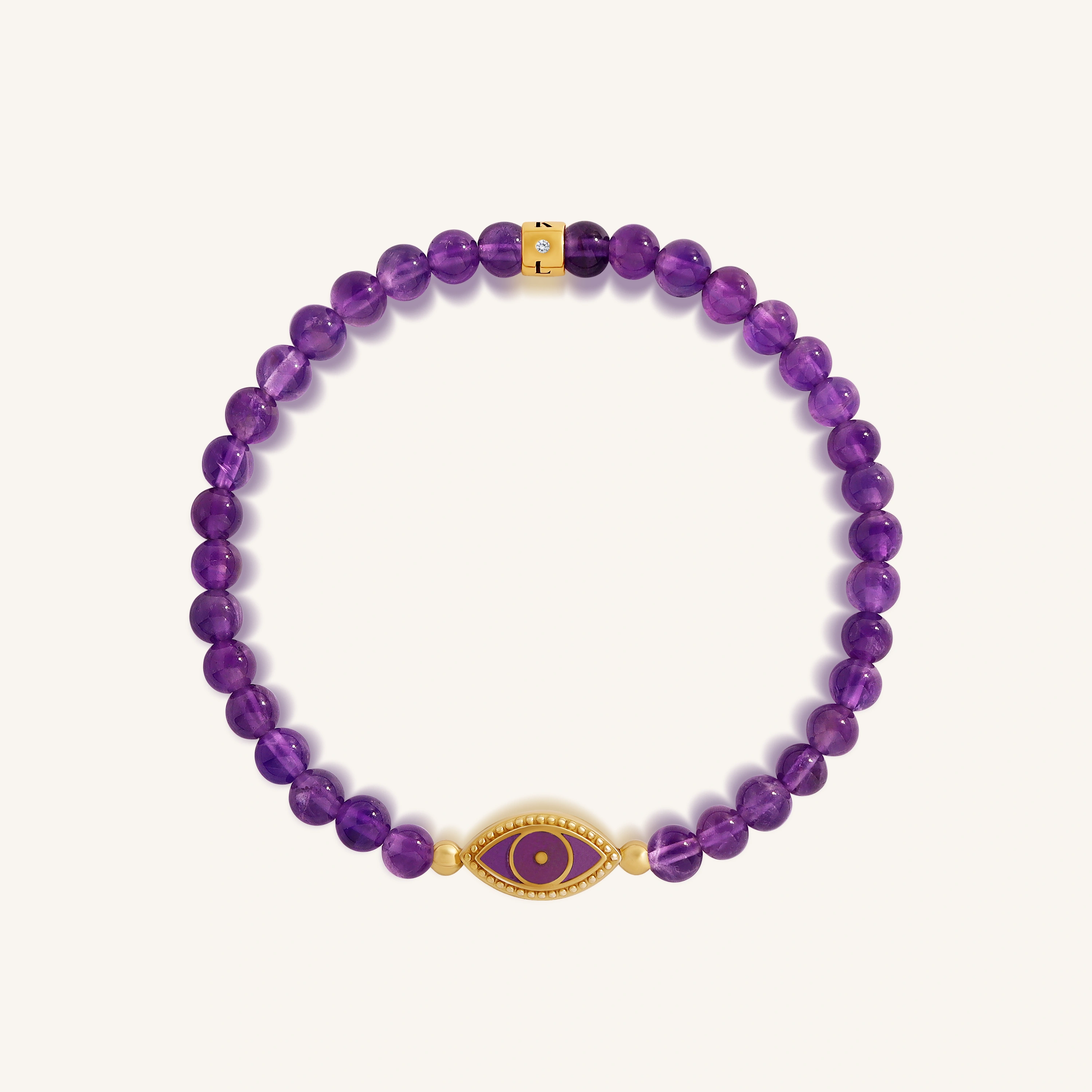 Mystic Shield Amethyst Evil Eye Gold Bracelet