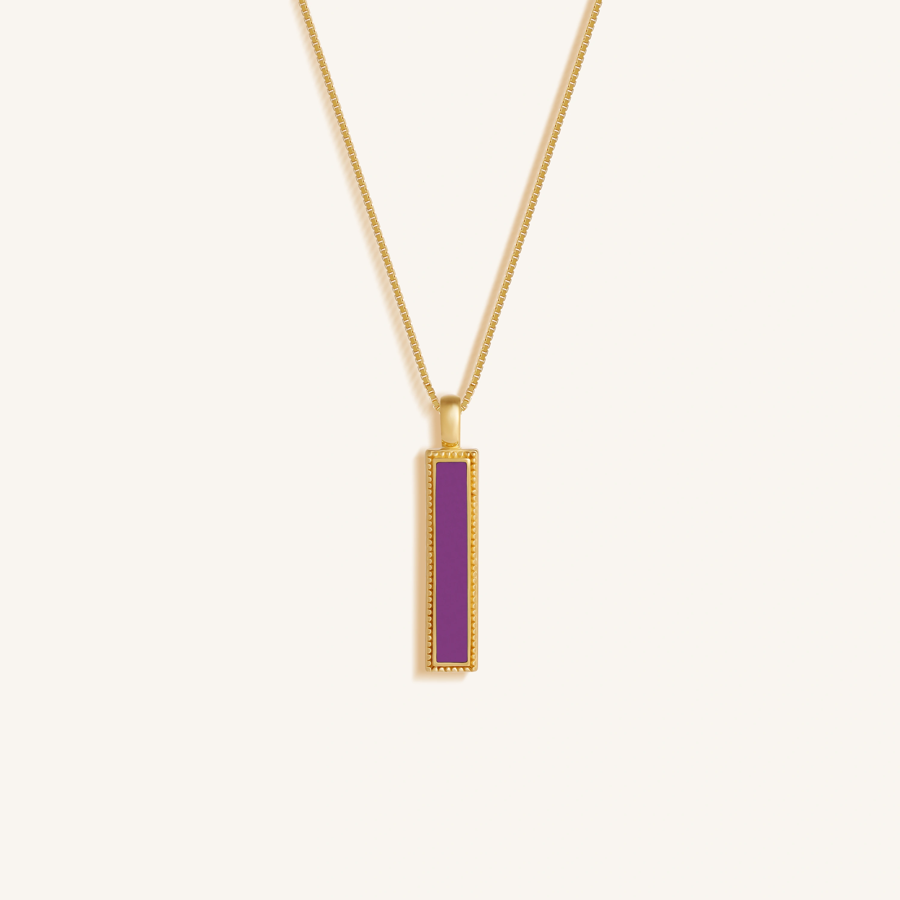 Harmonious Path Amethyst Peace Charm Gold Necklace