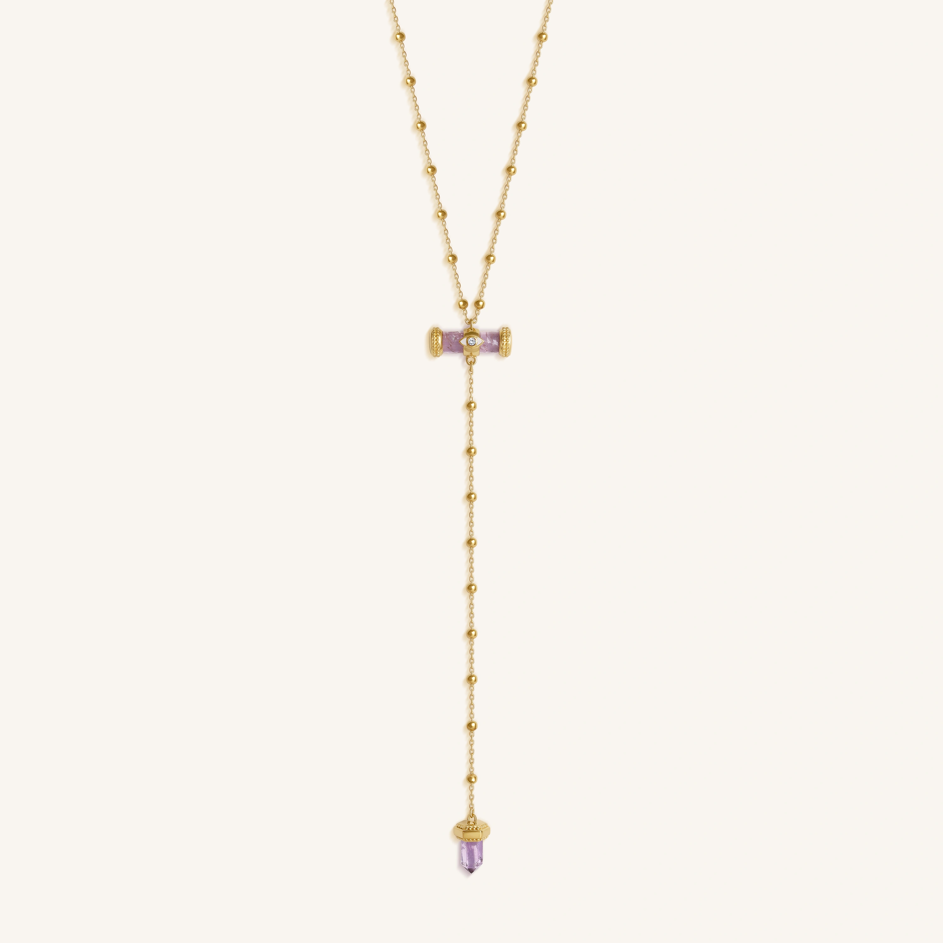 Sacred Remedy Gold Amethyst Evil Eye Necklace