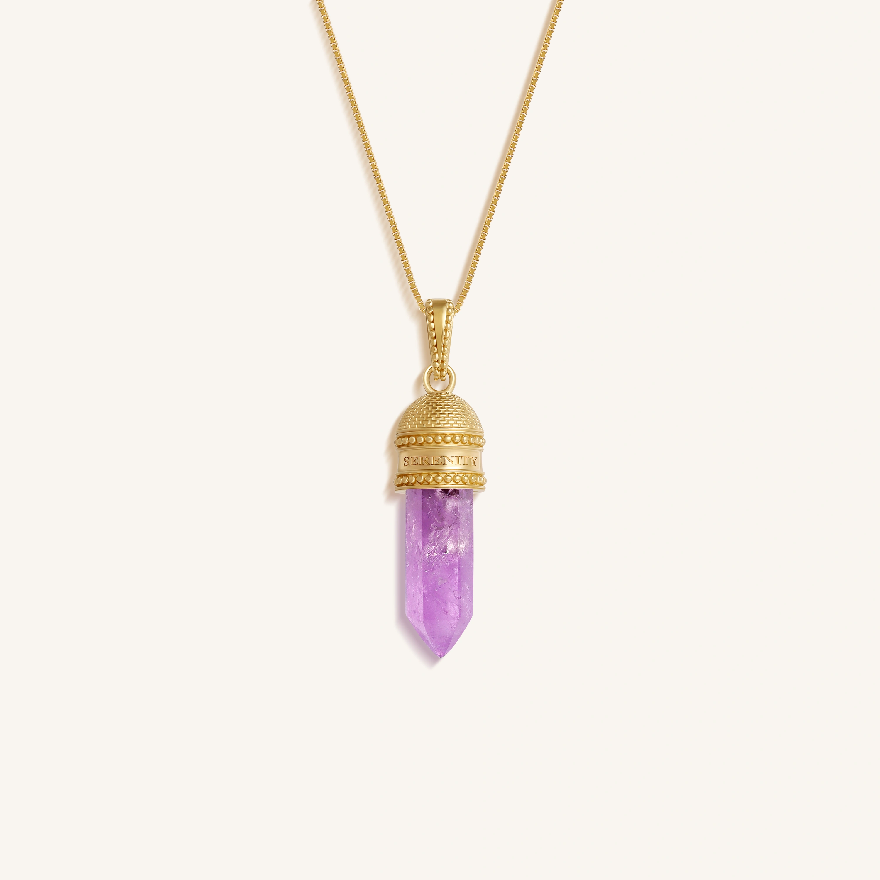Sacred Tranquility Gold Amethyst Pendant Necklace