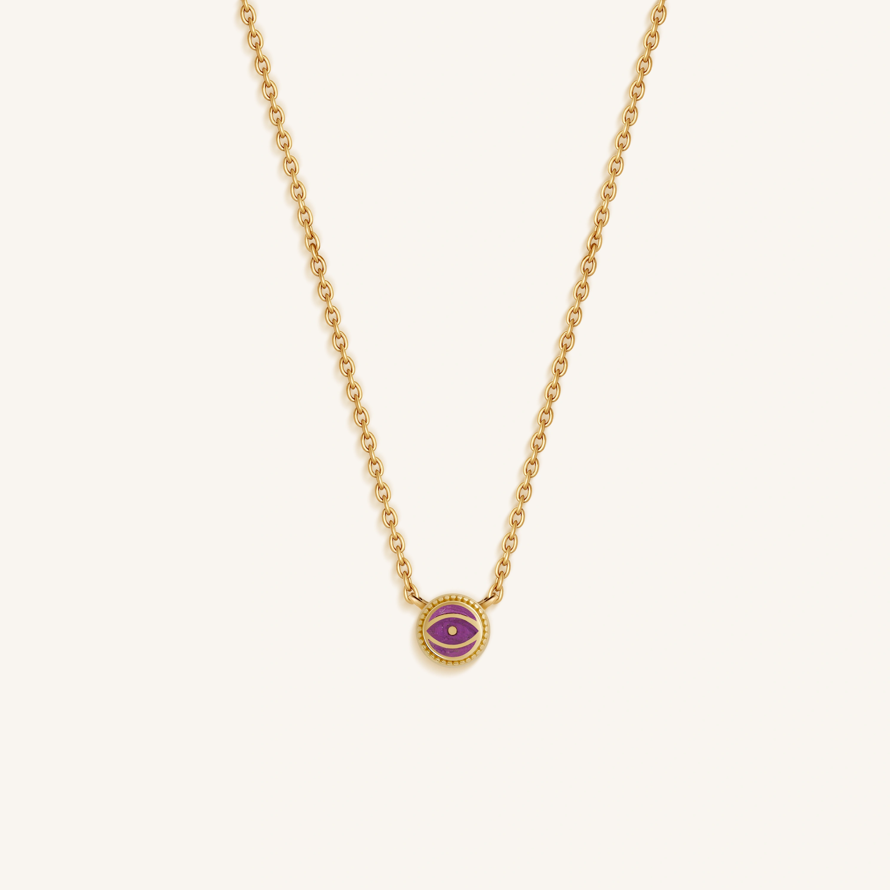 Twilight Guardian - Amethyst February Birthstone Evil Eye Gold Necklace