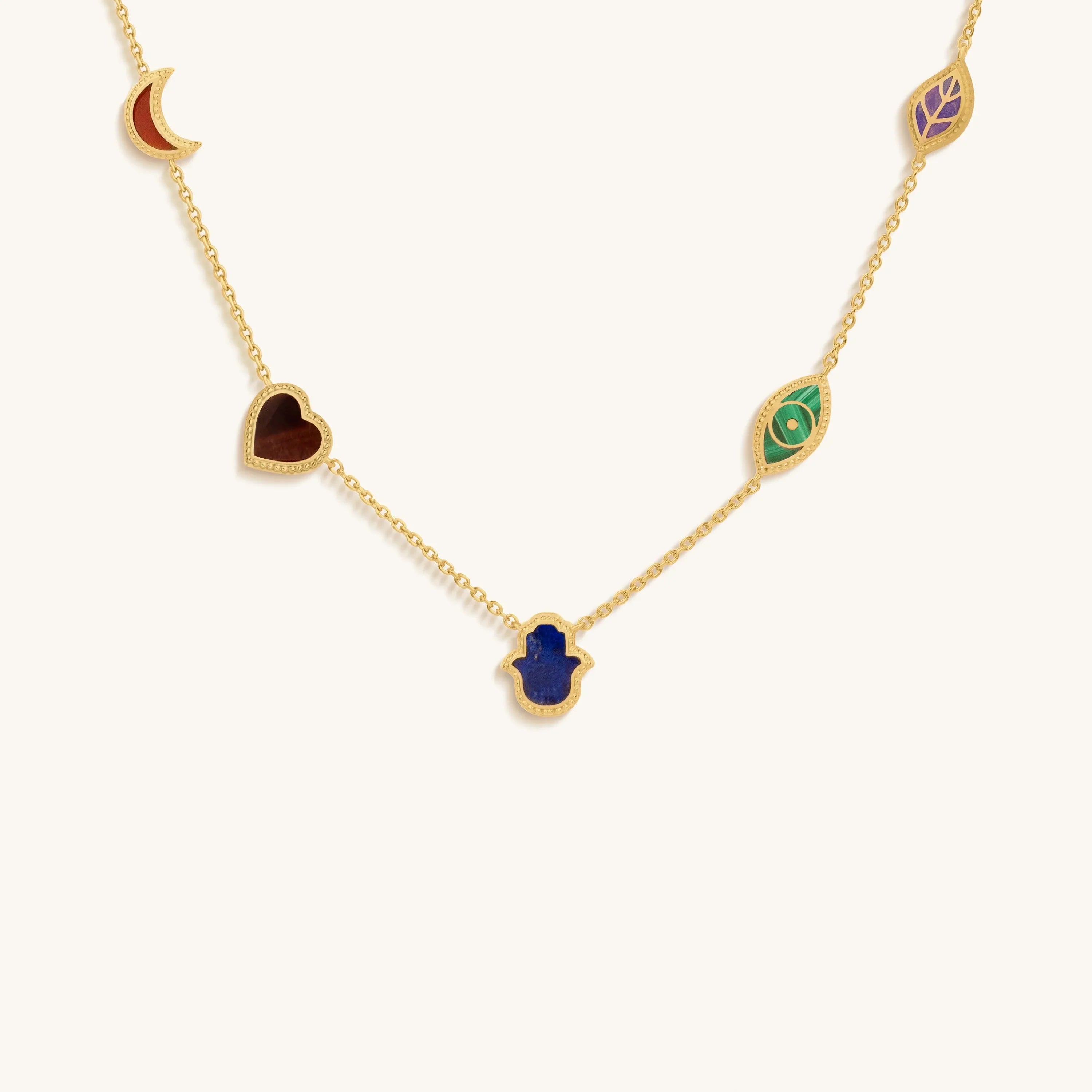 Sublime Beauty Multi-Symbol & Multi-Gemstone Necklace