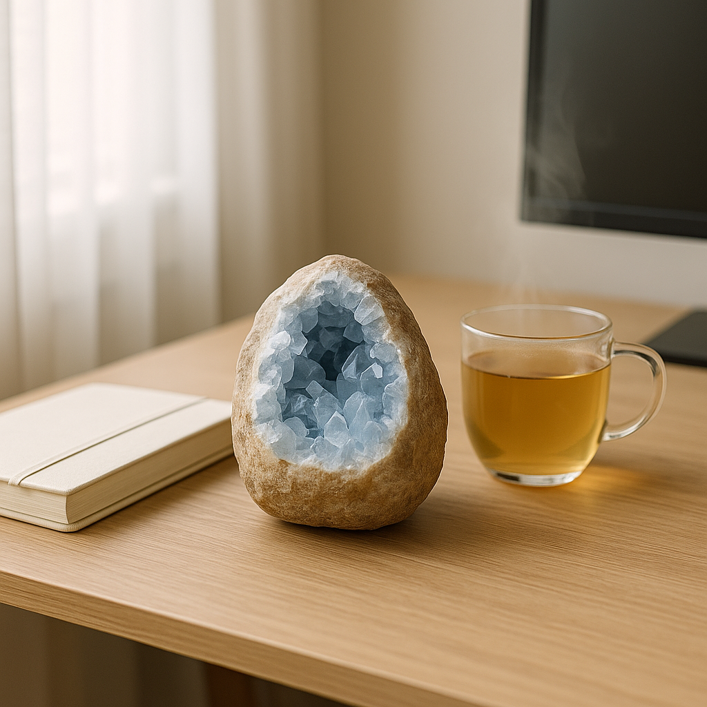 Natural Celestite Crystal Cluster Geode blog illustration 2