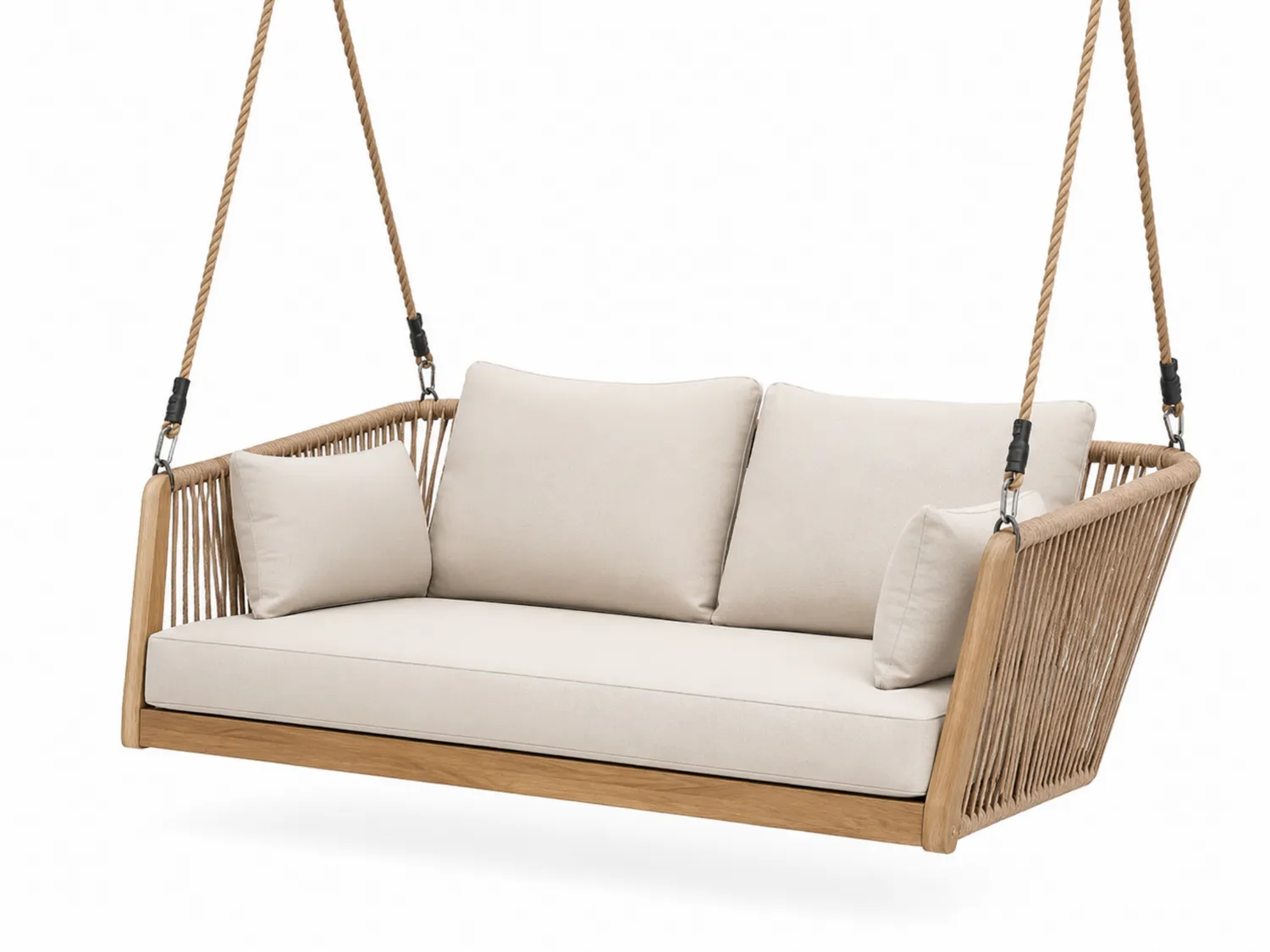 Hängeschaukel aus Teakholz mit Polyesterkissen Beige 180 cm