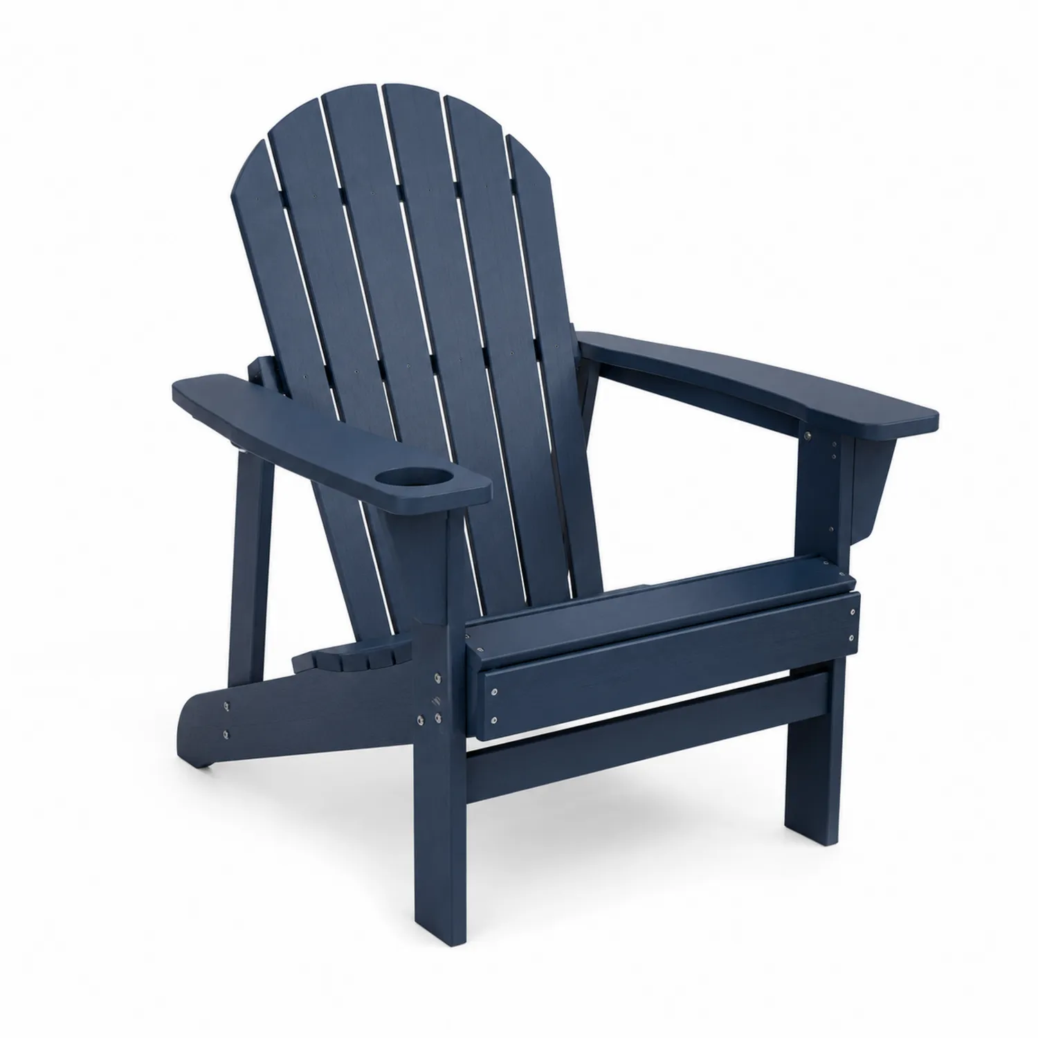 Adirondack-Stuhl aus Polyethylen Dunkelblau mit Becherhalter