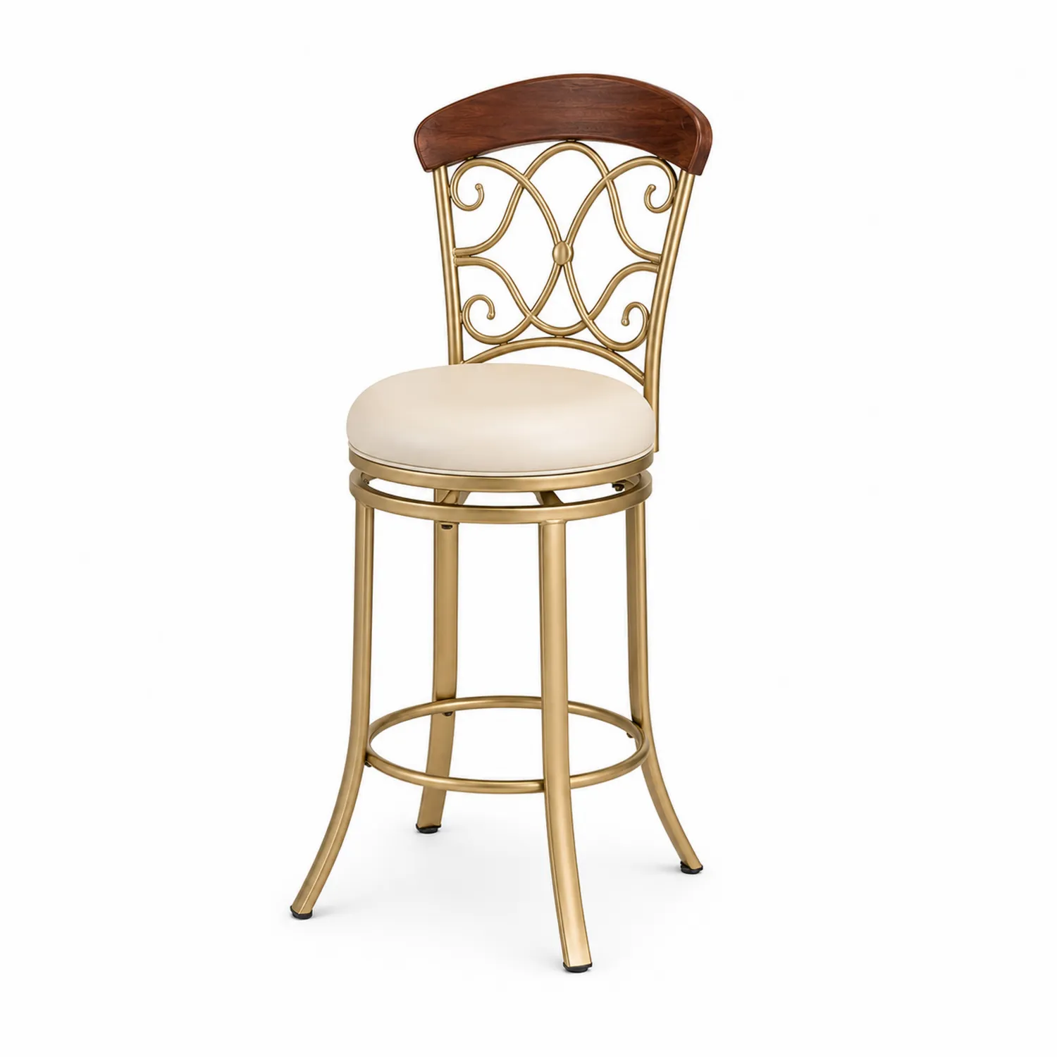 Barhocker mit Metallrahmen und Kunstleder-Sitz Gold/Beige