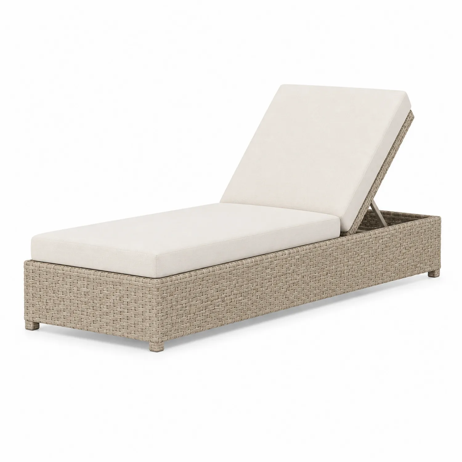 Gartenliege Verstellbar Rattan Beige