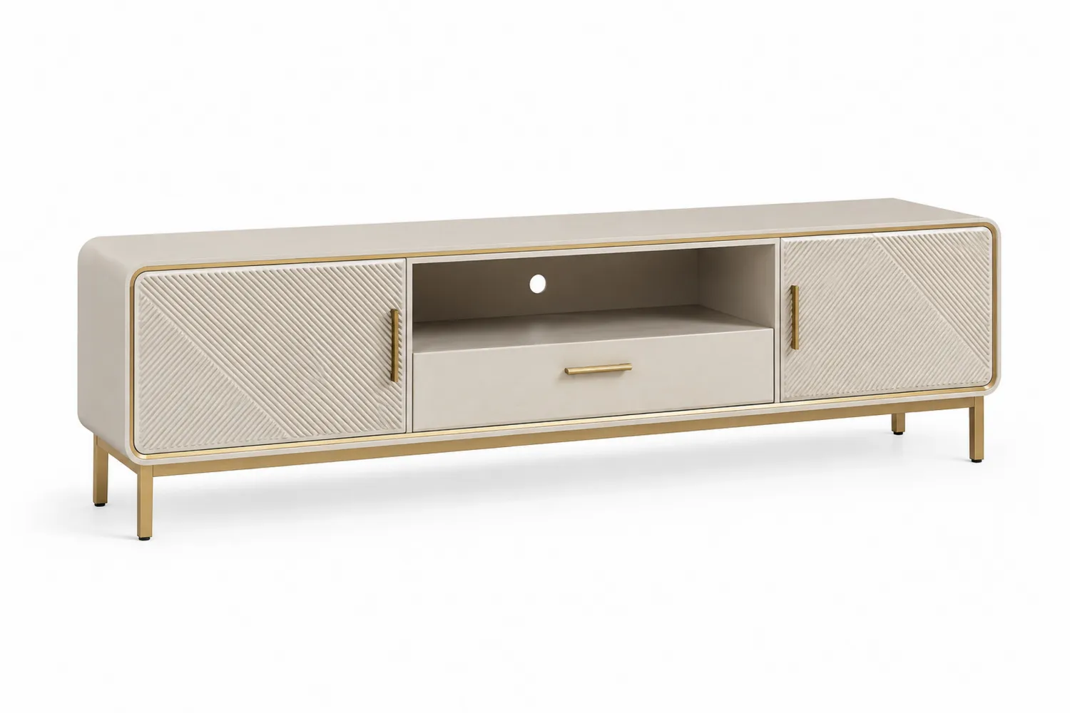 TV-Schrank MDF Beige Metallbeine 160cm