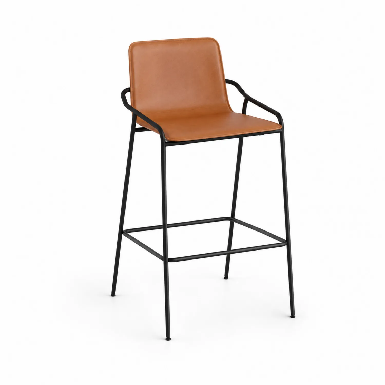 Barhocker Metallrahmen mit braunem Kunstleder