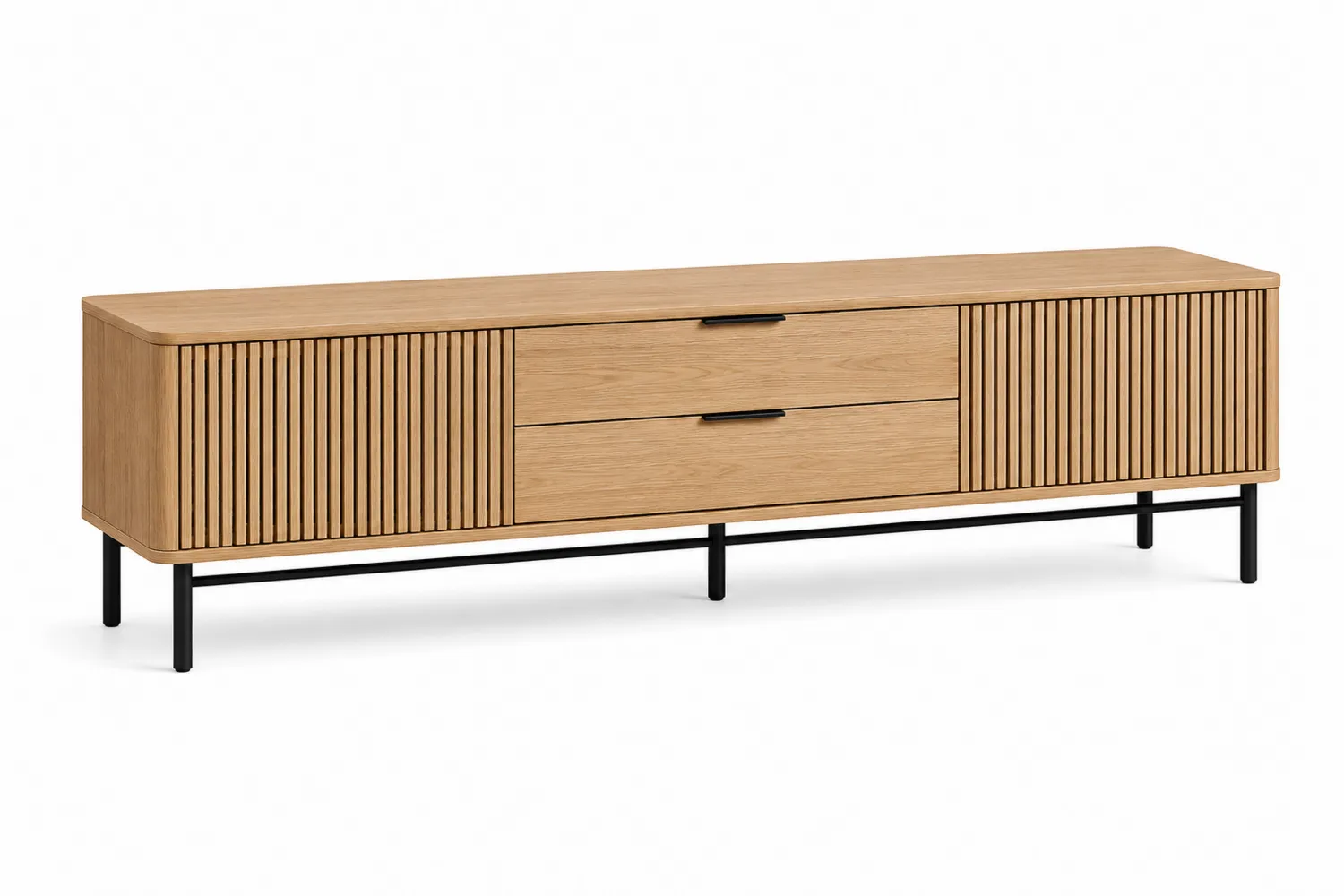 TV-Schrank Eichenfurnier mit Metallrahmen 160x40x50 cm