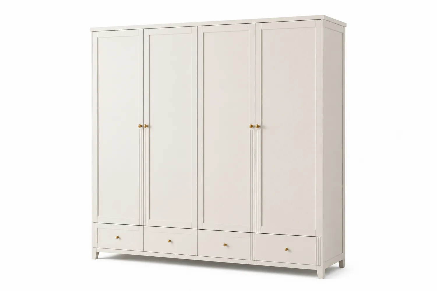 Kleiderschrank aus Holz mit Schubladen in Weiß