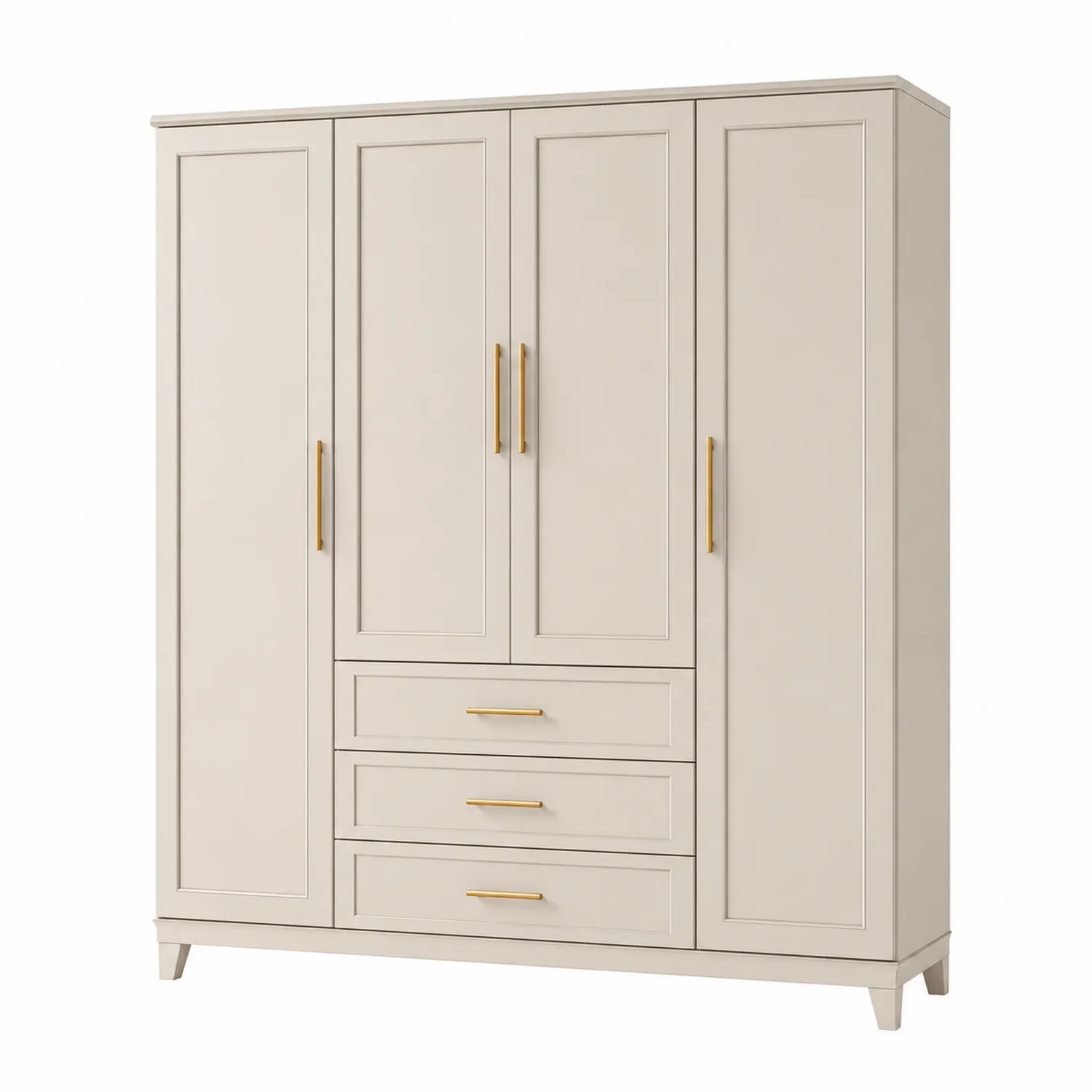 Garderobenschrank 4-türig Beige MDF mit Schubladen