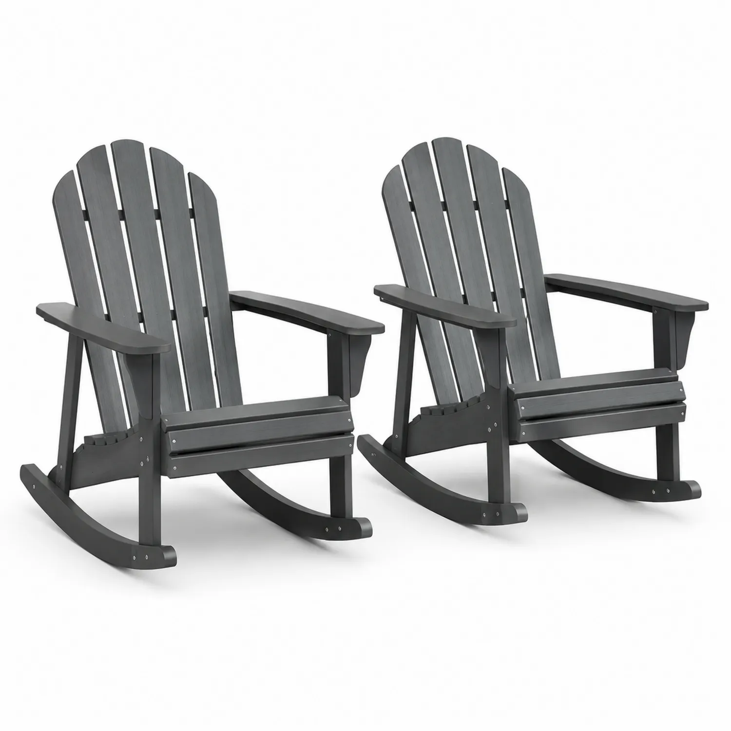 Kunststoff Adirondack Schaukelstuhl Set Dunkelgrau, 2er