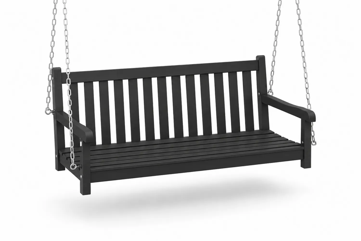 Schwarze Holz Verandaschaukel 3-Sitzer