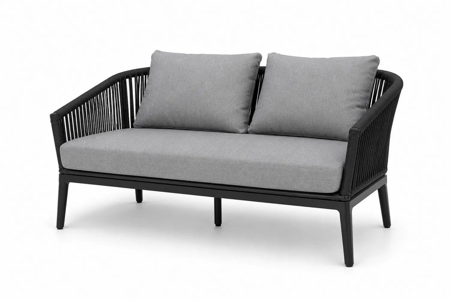 2-Sitzer Gartensofa Aluminium Schwarz/Grau