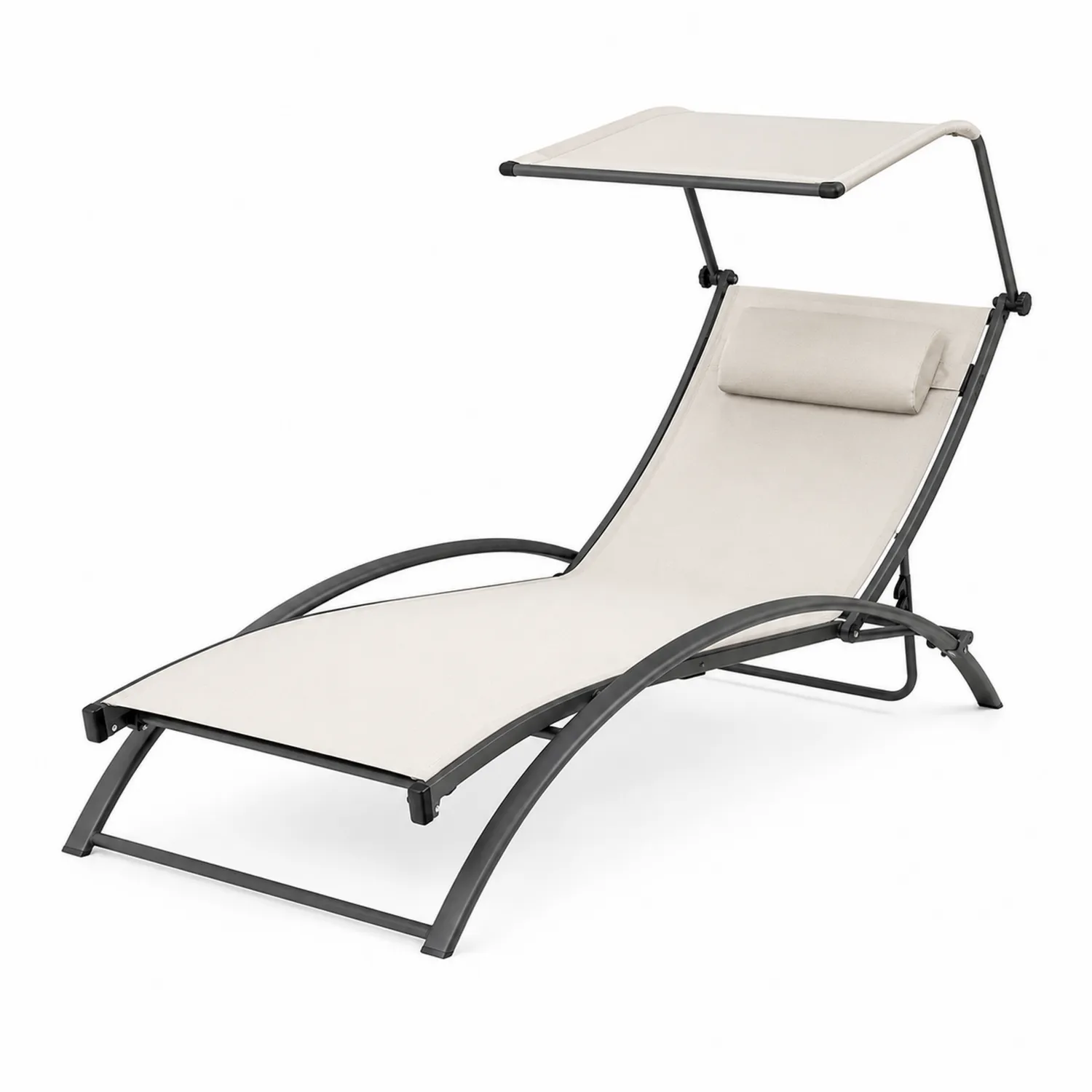 Outdoor-Liegestuhl Stahl/Textil Beige