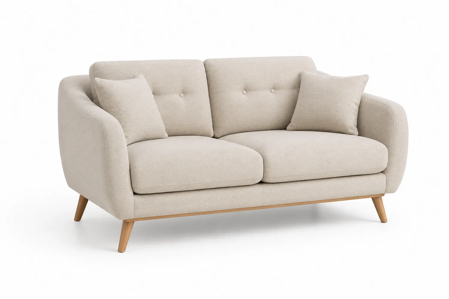 2-Sitzer Sofa Stoff Beige Holzbeine