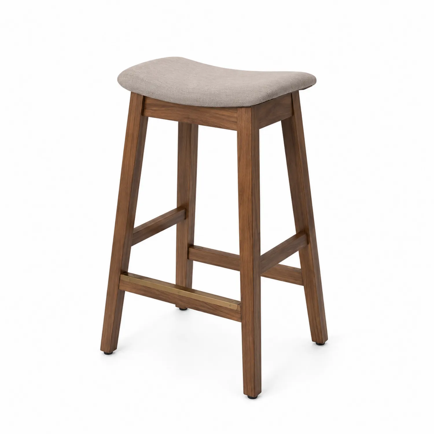 Holz Barhocker mit Polyesterpolsterung Beige 75cm